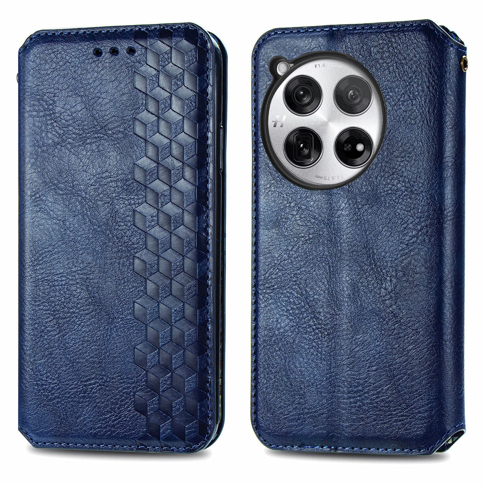 For OnePlus 12 5G Wallet Phone Cover Imprinted Rhombus Leather Flip Case