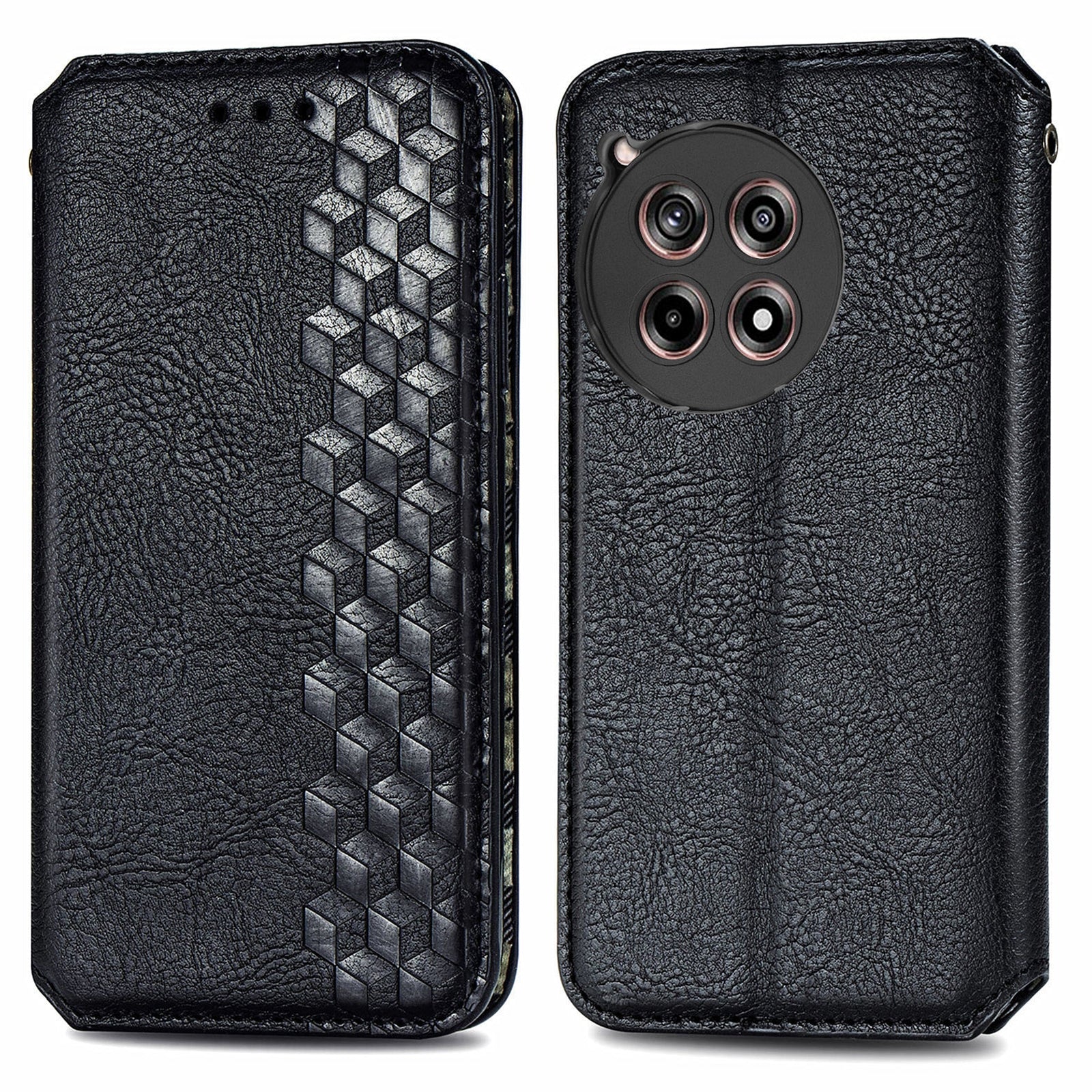 For OnePlus 12R 5G / Ace 3 5G Case Rhombus Leather Card Slot Magnetic Closure Phone Cover