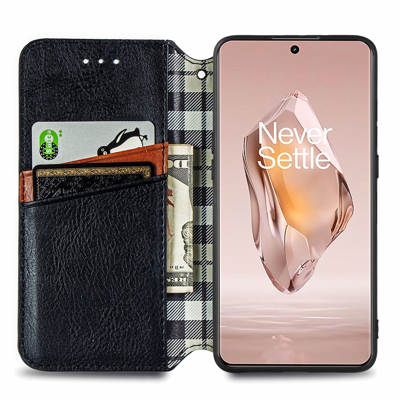For OnePlus 12R 5G / Ace 3 5G Case Rhombus Leather Card Slot Magnetic Closure Phone Cover