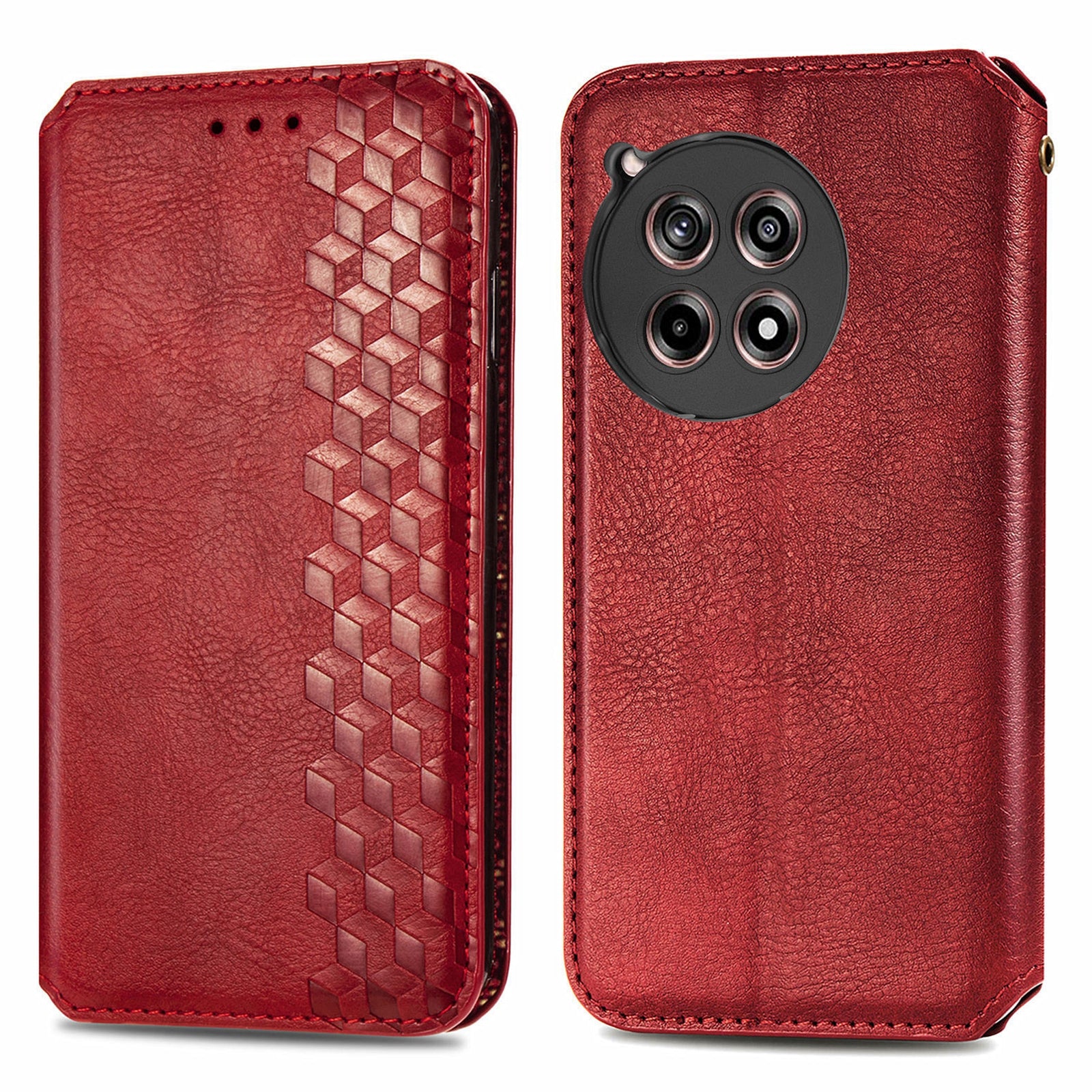For OnePlus 12R 5G / Ace 3 5G Case Rhombus Leather Card Slot Magnetic Closure Phone Cover