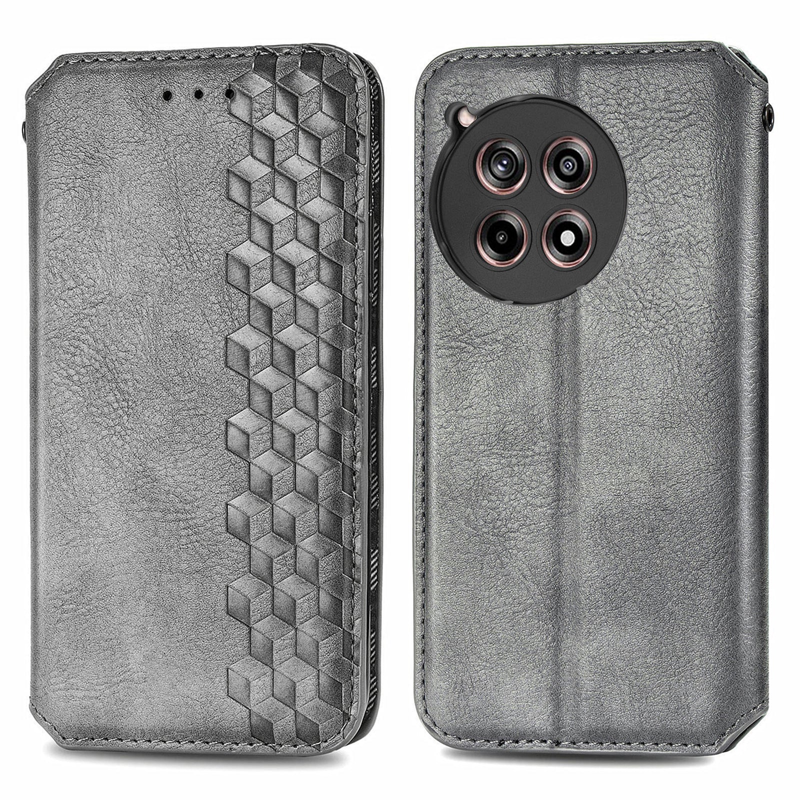 For OnePlus 12R 5G / Ace 3 5G Case Rhombus Leather Card Slot Magnetic Closure Phone Cover