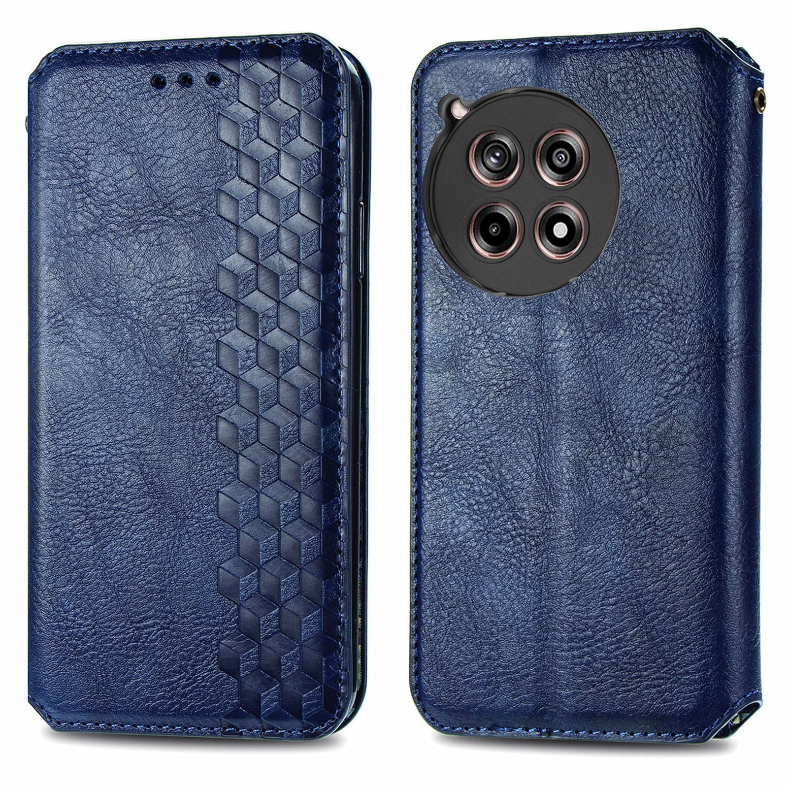 For OnePlus 12R 5G / Ace 3 5G Case Rhombus Leather Card Slot Magnetic Closure Phone Cover