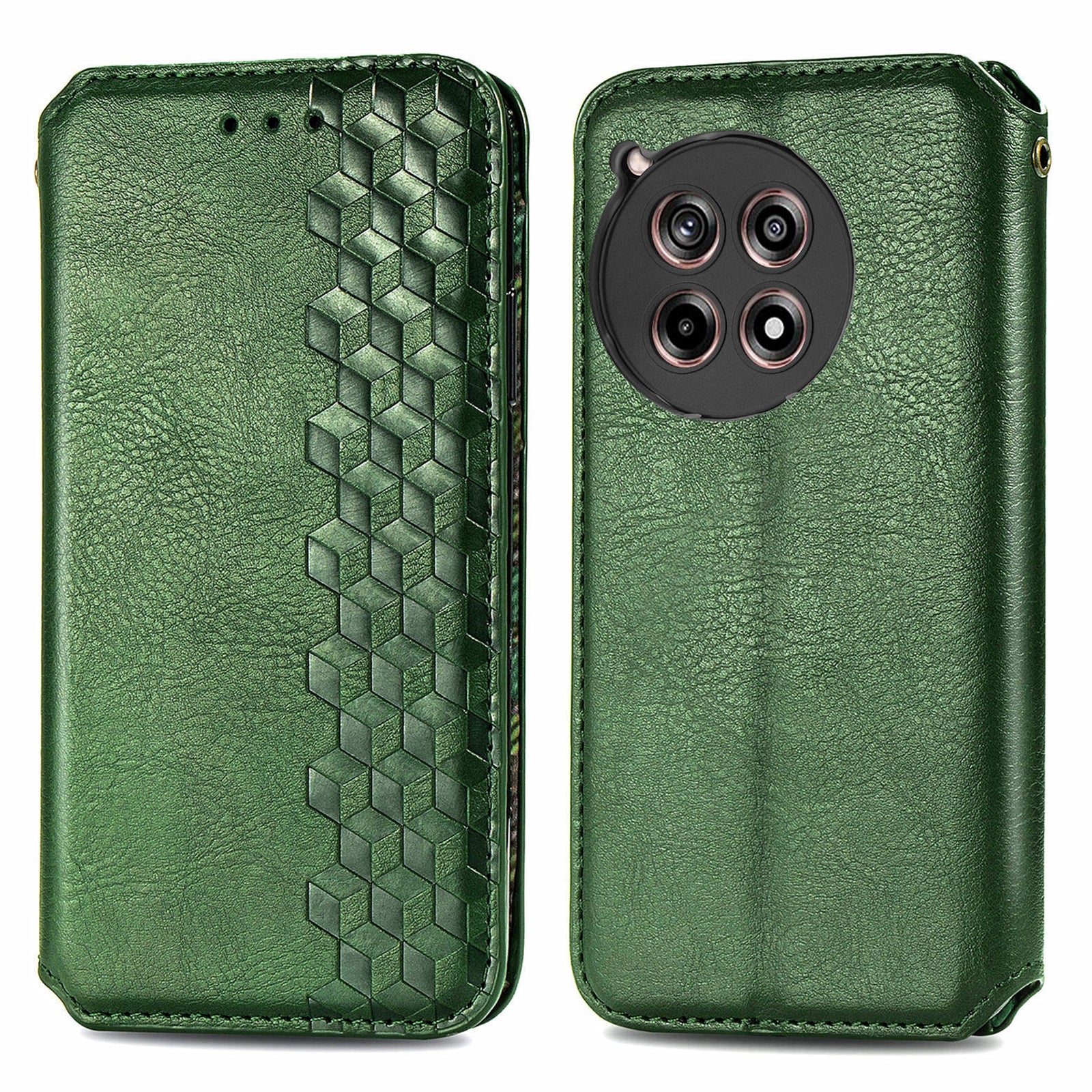 For OnePlus 12R 5G / Ace 3 5G Case Rhombus Leather Card Slot Magnetic Closure Phone Cover