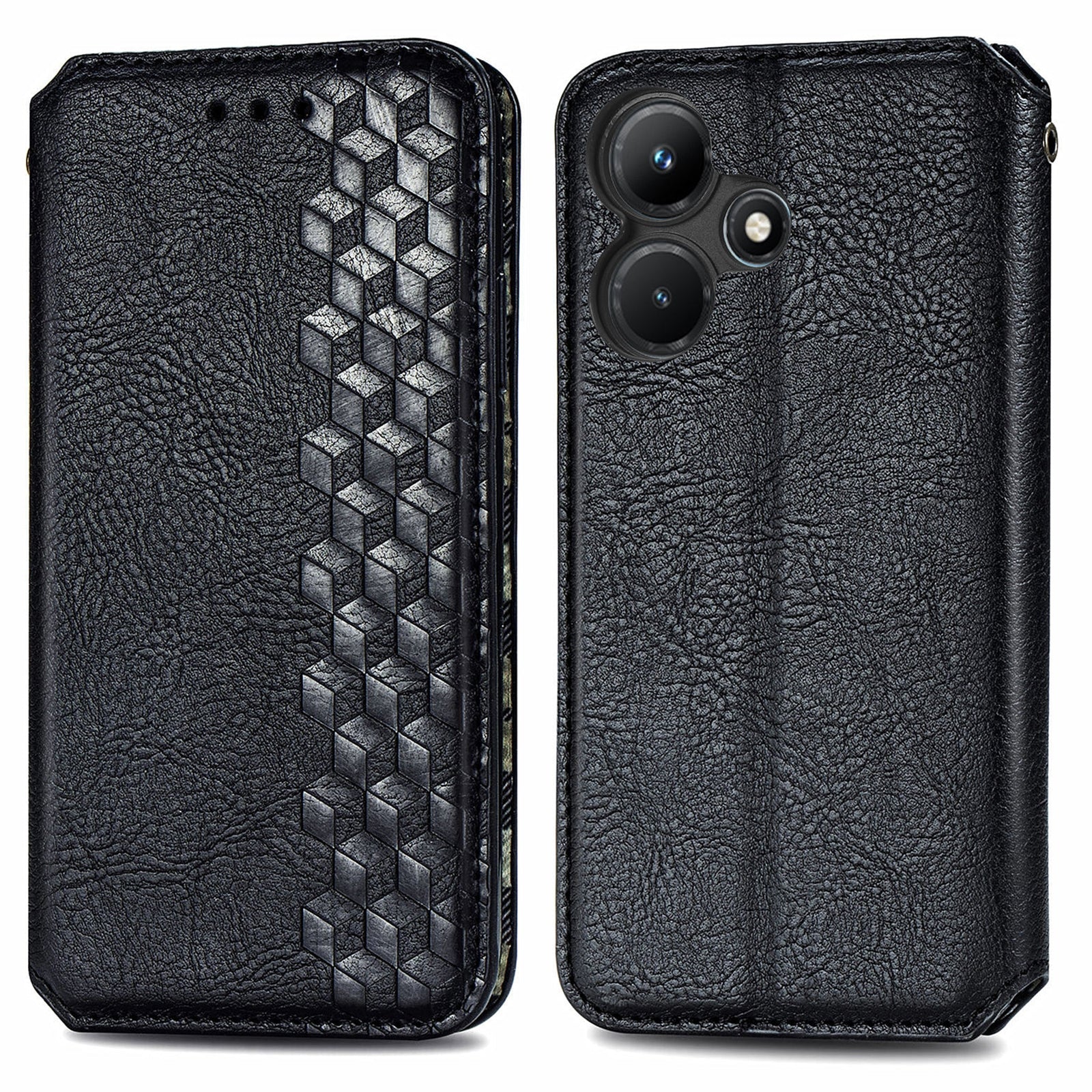 For Transsion Infinix Hot 30i Wallet Case Rhombus Imprinted Leather Phone Cover
