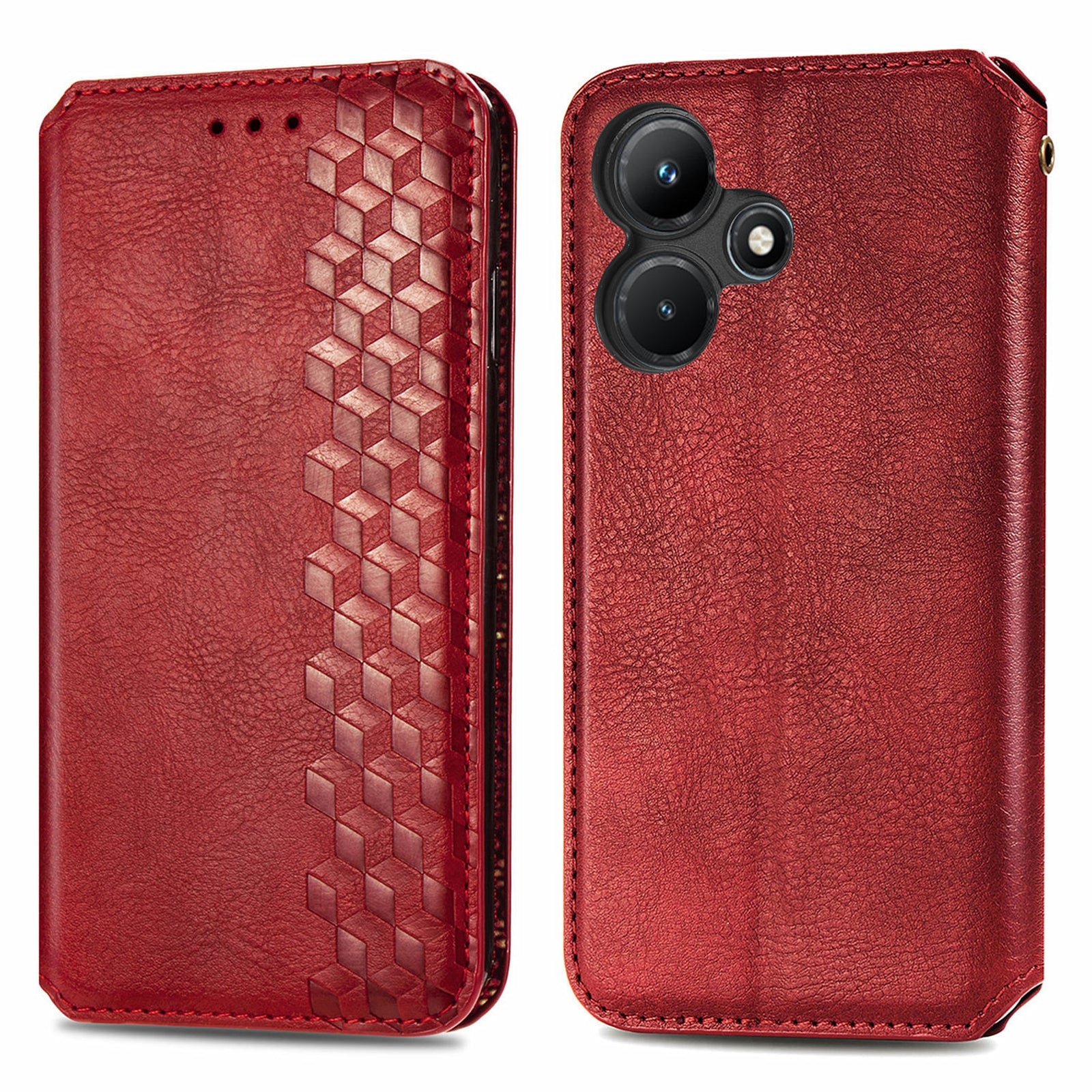 For Transsion Infinix Hot 30i Wallet Case Rhombus Imprinted Leather Phone Cover