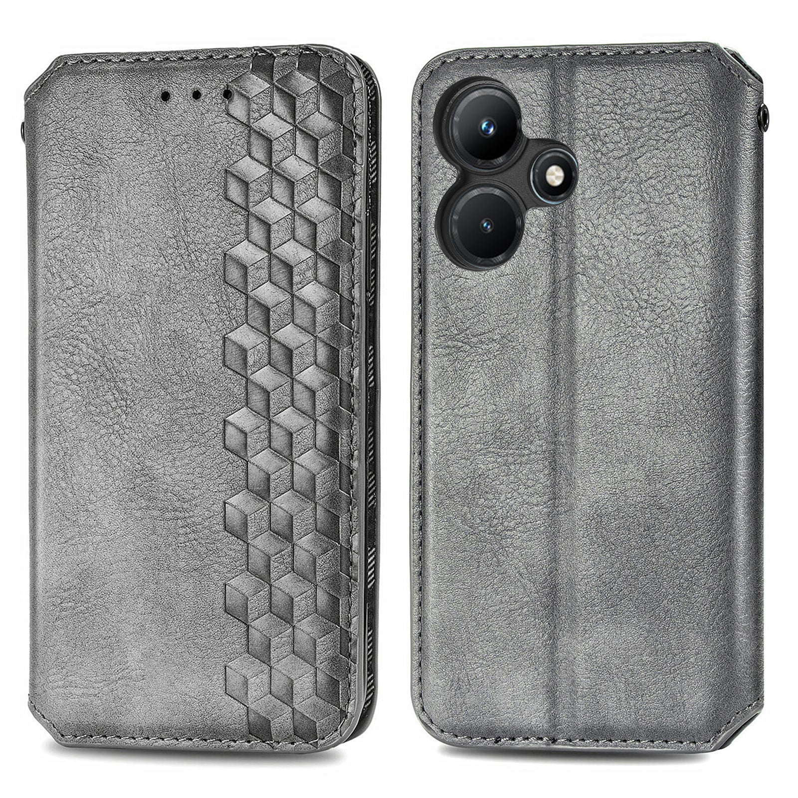 For Transsion Infinix Hot 30i Wallet Case Rhombus Imprinted Leather Phone Cover