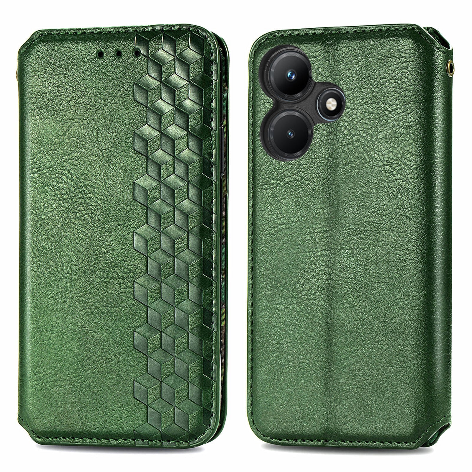 For Transsion Infinix Hot 30i Wallet Case Rhombus Imprinted Leather Phone Cover