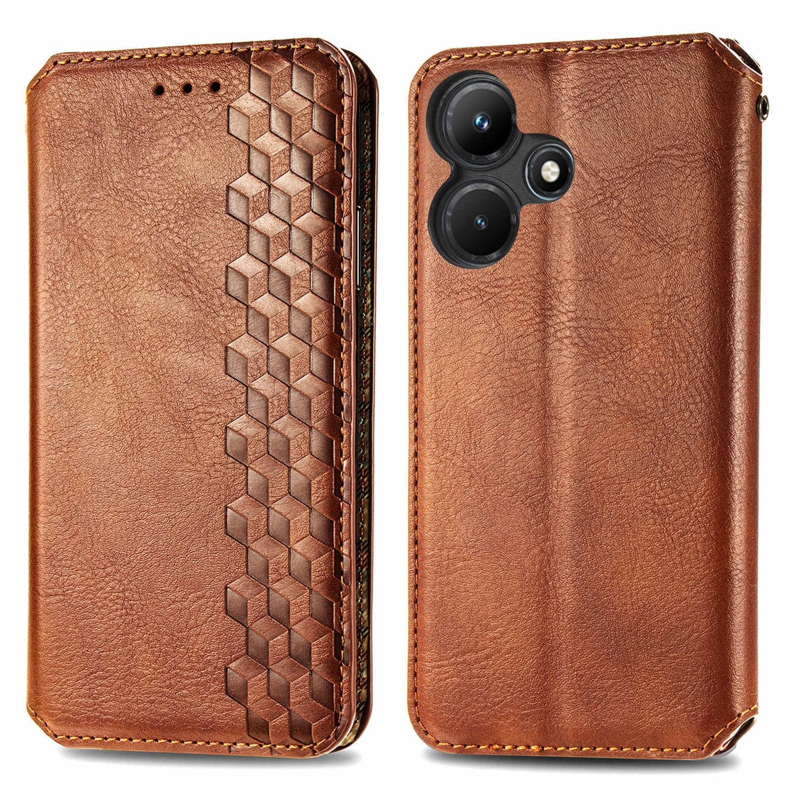 For Transsion Infinix Hot 30i Wallet Case Rhombus Imprinted Leather Phone Cover