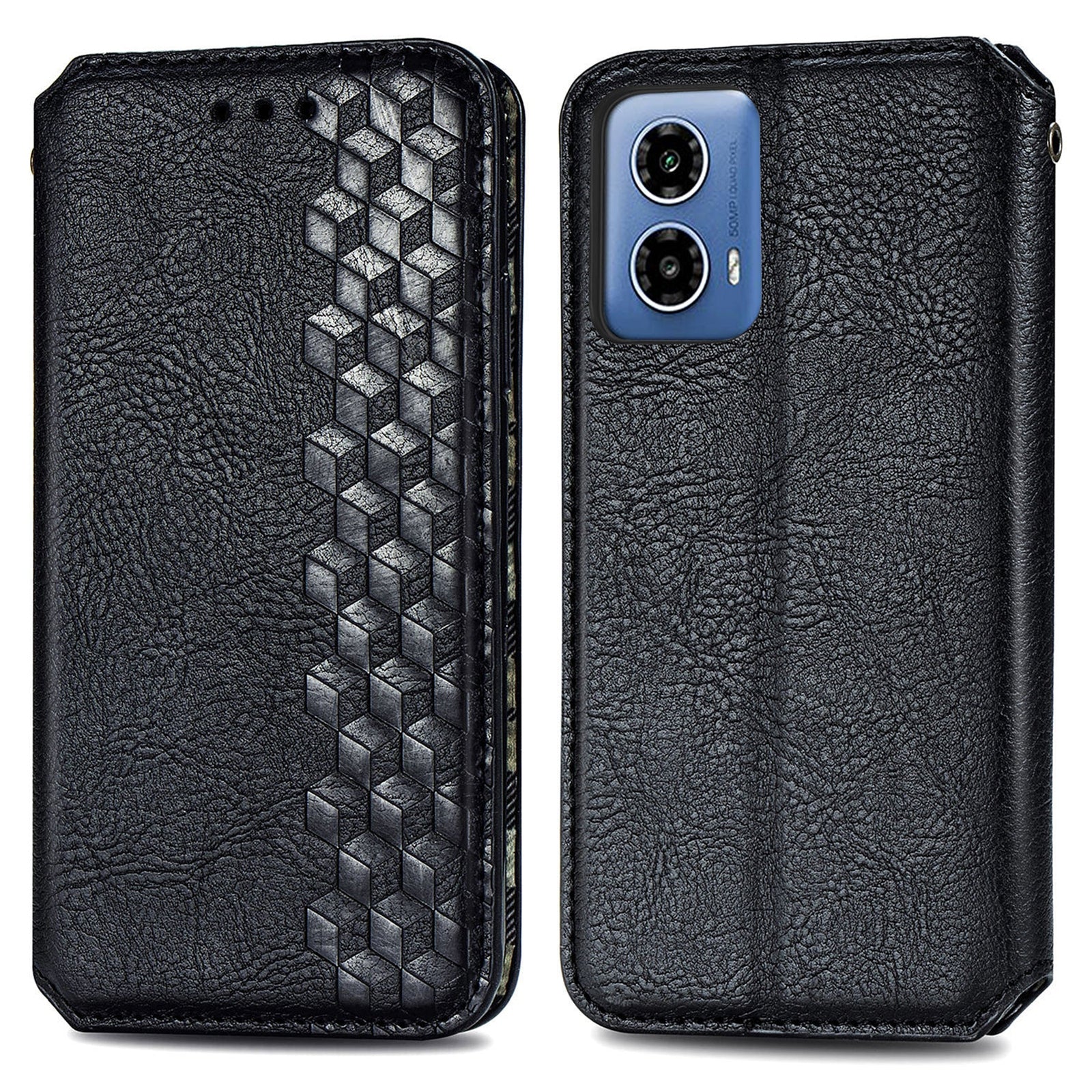 For Motorola Moto G34 5G Wallet Case Stand Function Rhombus Leather Phone Cover