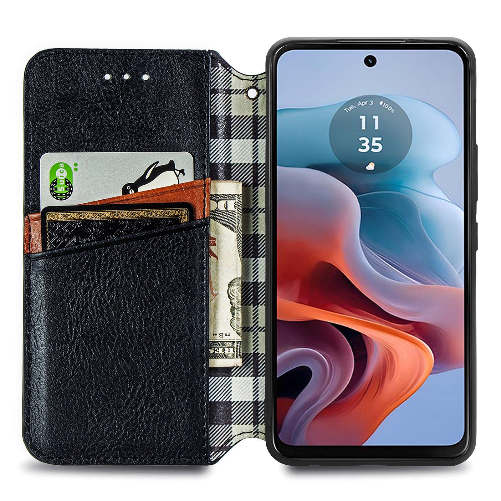 For Motorola Moto G34 5G Wallet Case Stand Function Rhombus Leather Phone Cover
