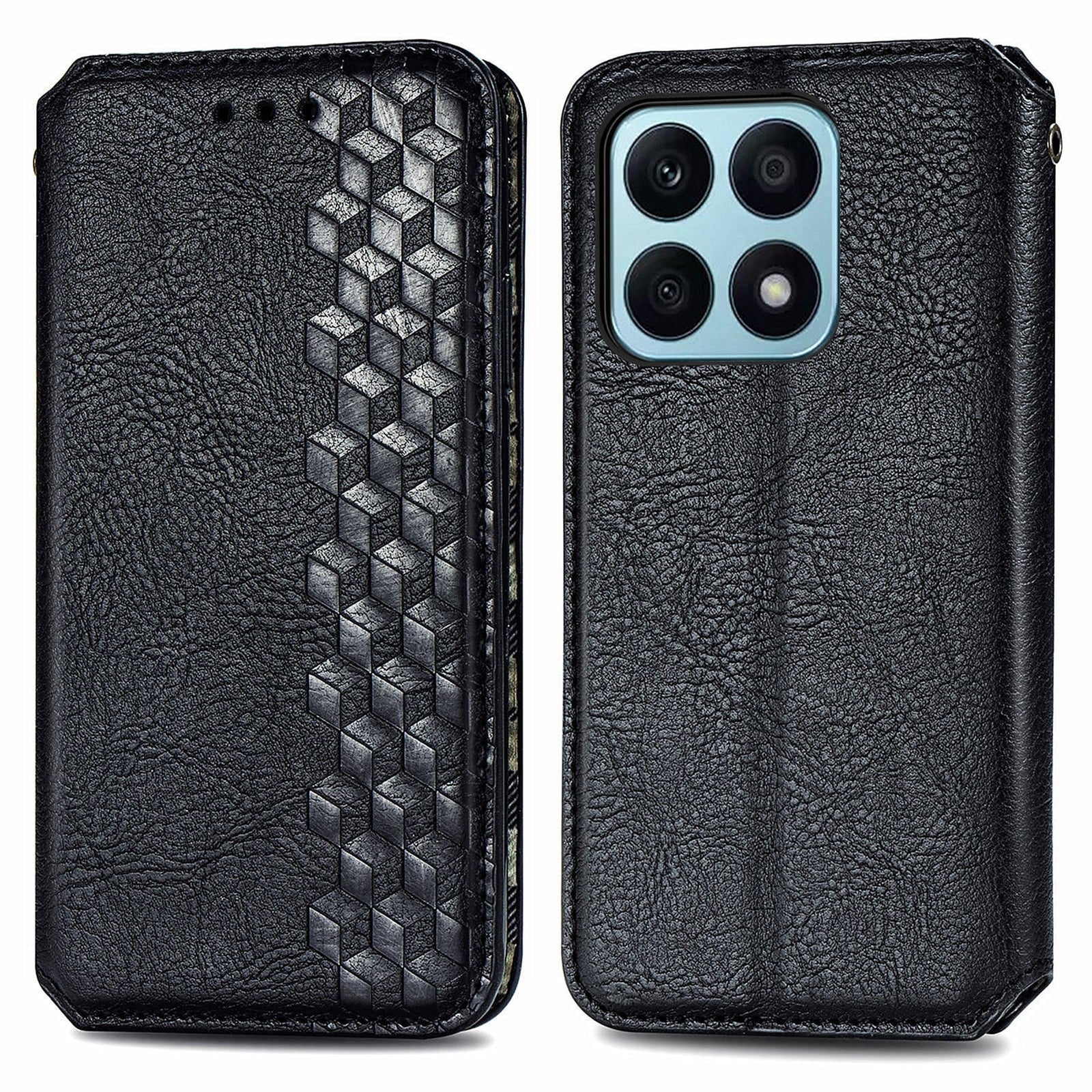 For Honor X8b 4G Wallet Case PU Leather Stand Phone Cover Rhombus Imprinted