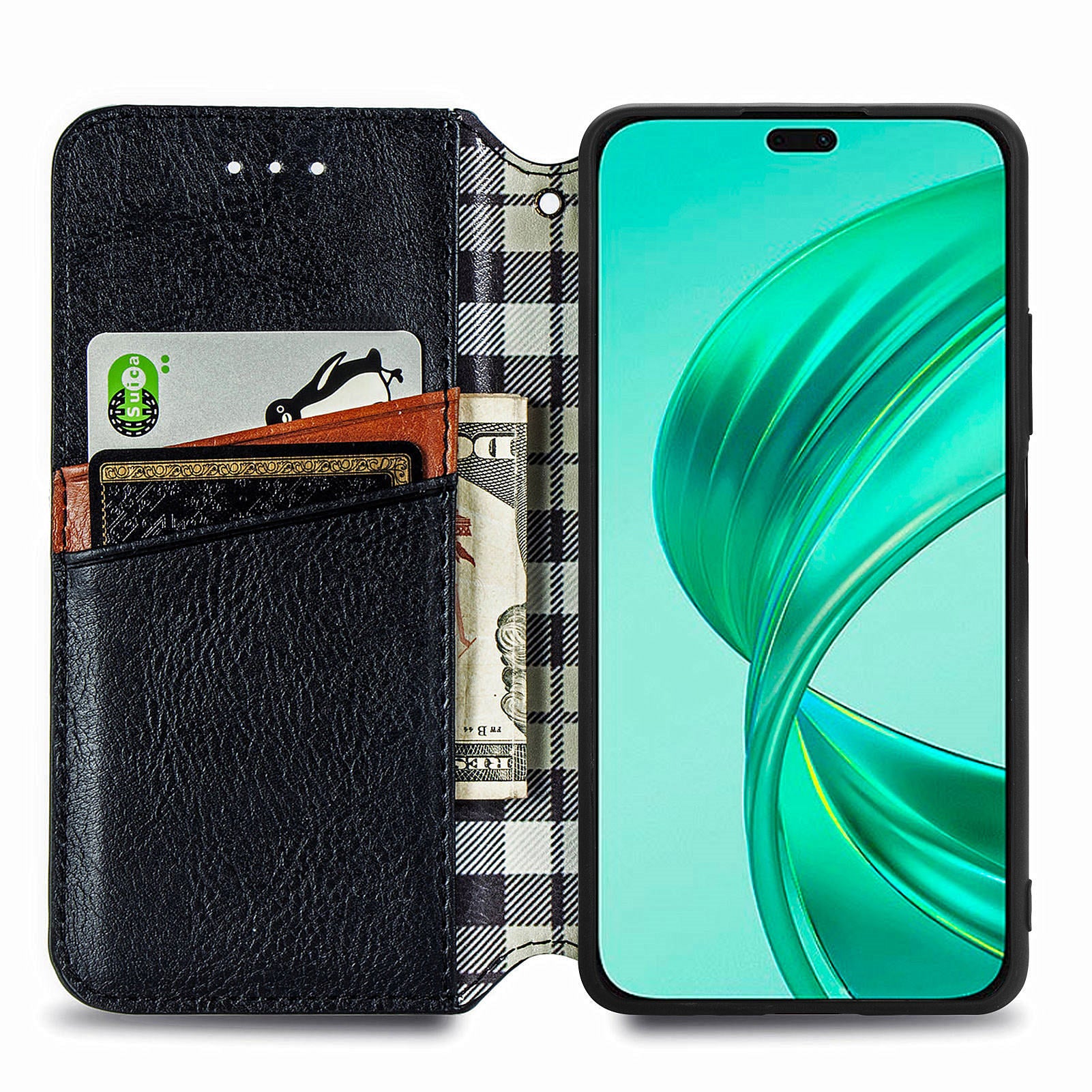 For Honor X8b 4G Wallet Case PU Leather Stand Phone Cover Rhombus Imprinted