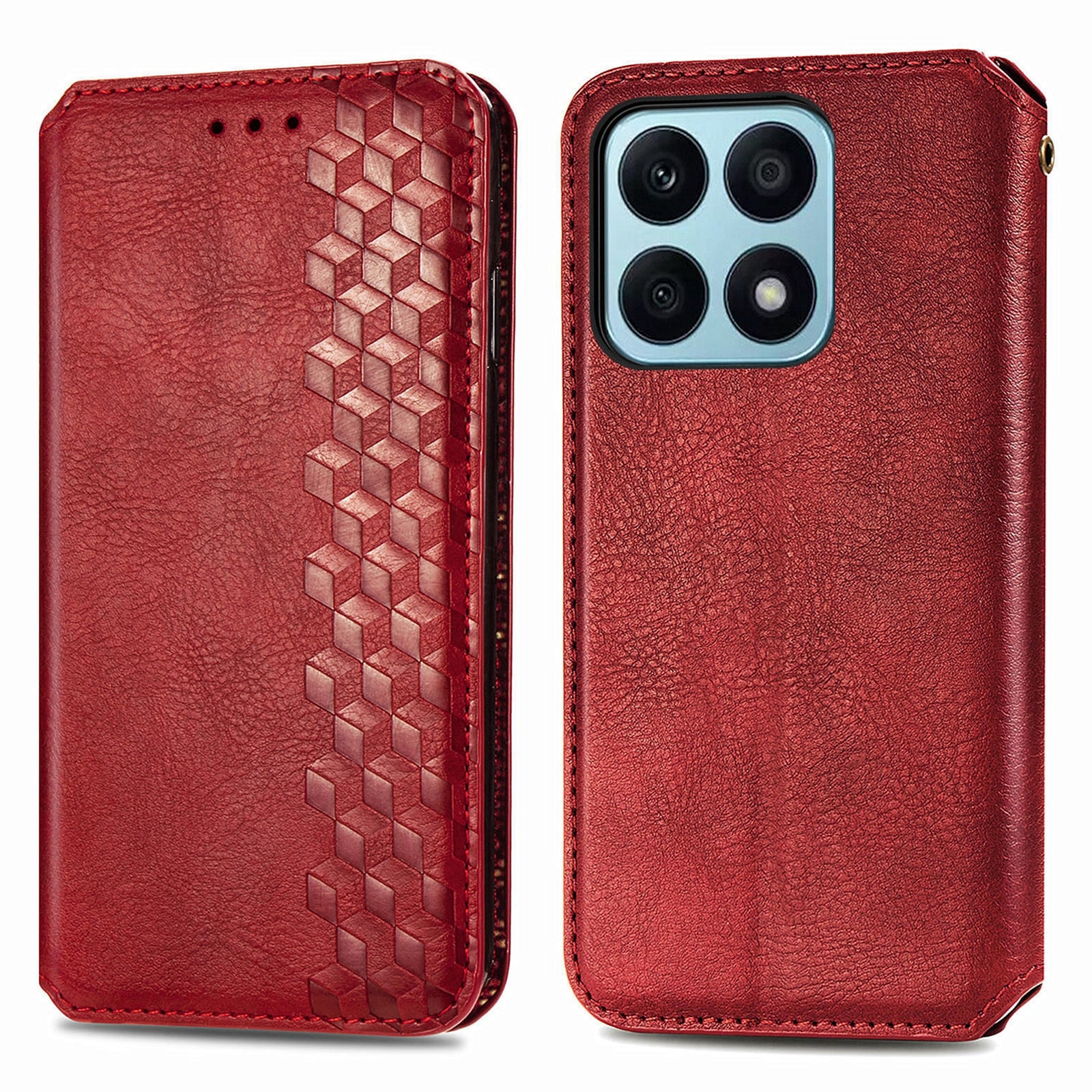 For Honor X8b 4G Wallet Case PU Leather Stand Phone Cover Rhombus Imprinted