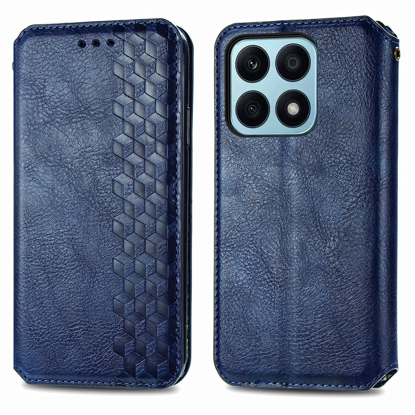 For Honor X8b 4G Wallet Case PU Leather Stand Phone Cover Rhombus Imprinted