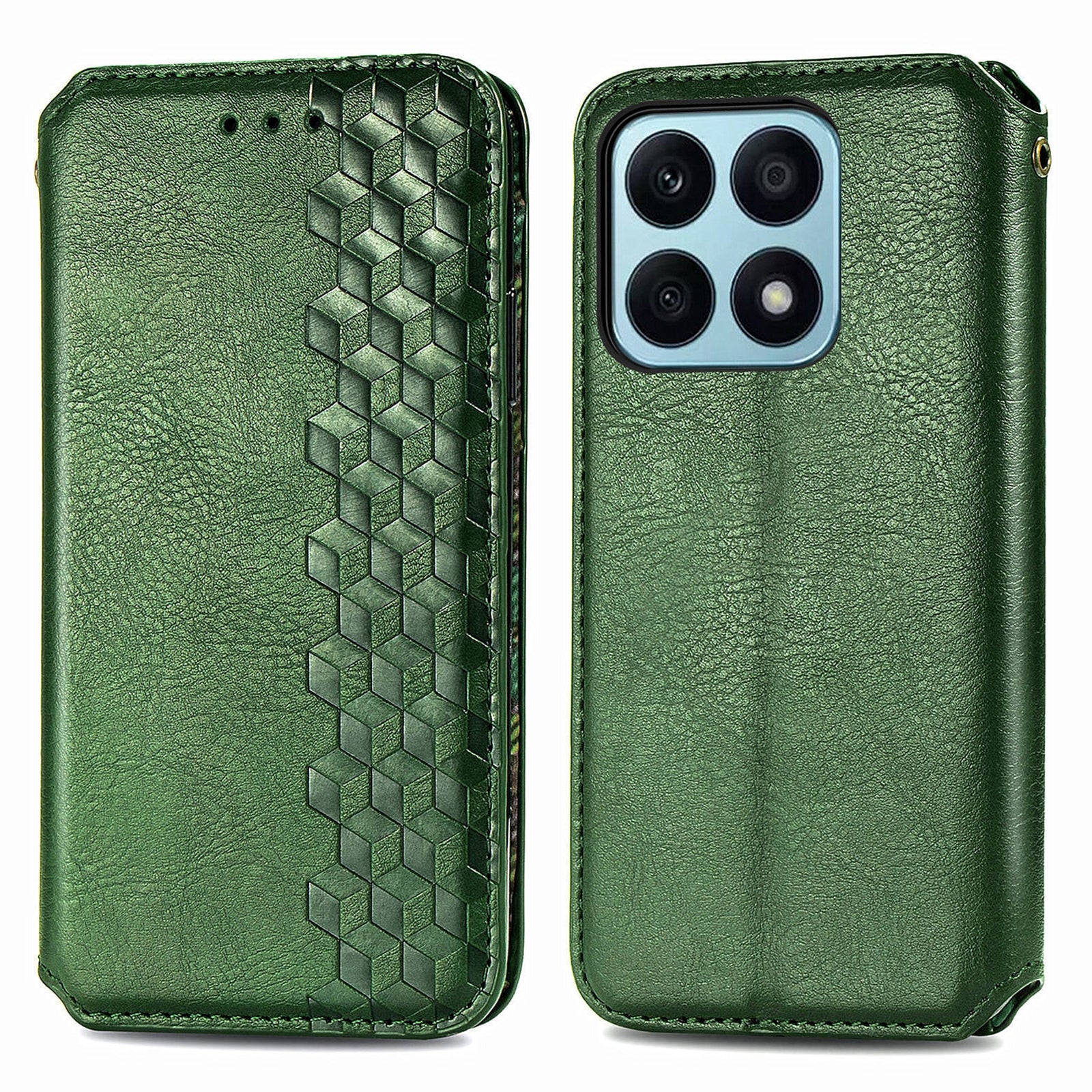 For Honor X8b 4G Wallet Case PU Leather Stand Phone Cover Rhombus Imprinted