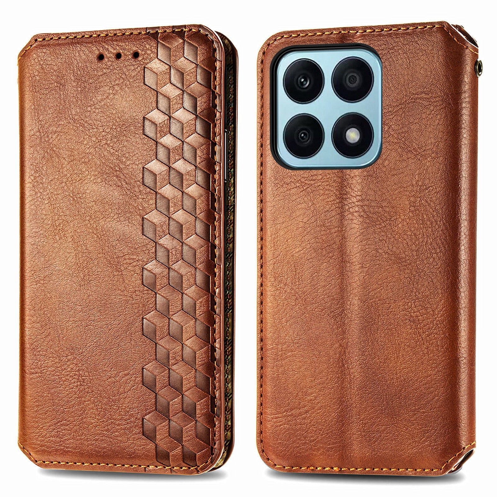 For Honor X8b 4G Wallet Case PU Leather Stand Phone Cover Rhombus Imprinted