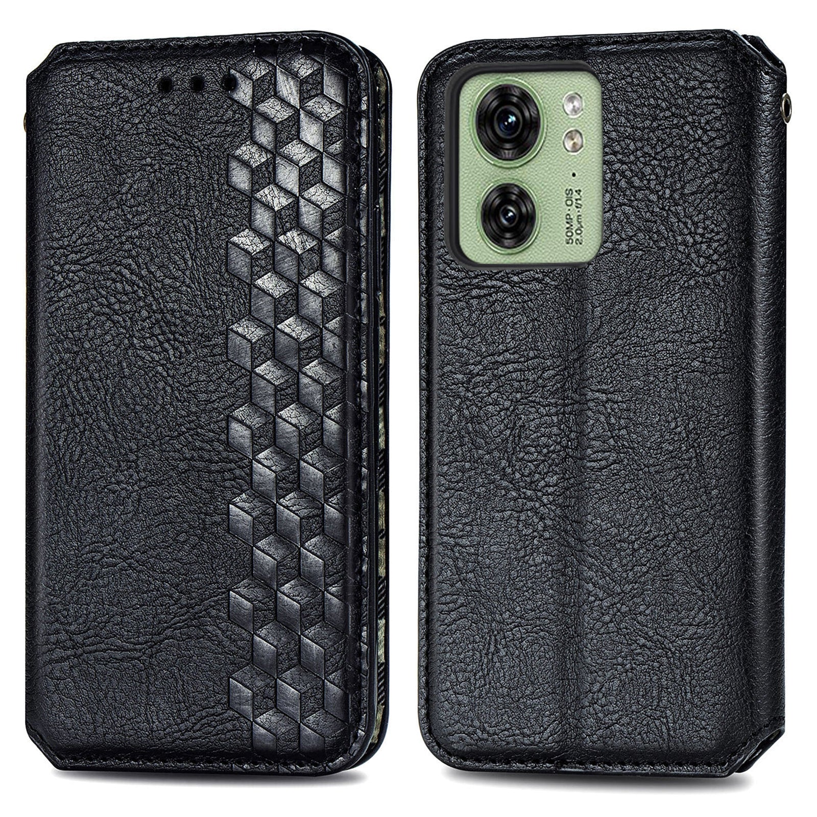 For Motorola Edge 40 5G Wallet Case Anti-Drop Imprinted Rhombus Leather Phone Cover