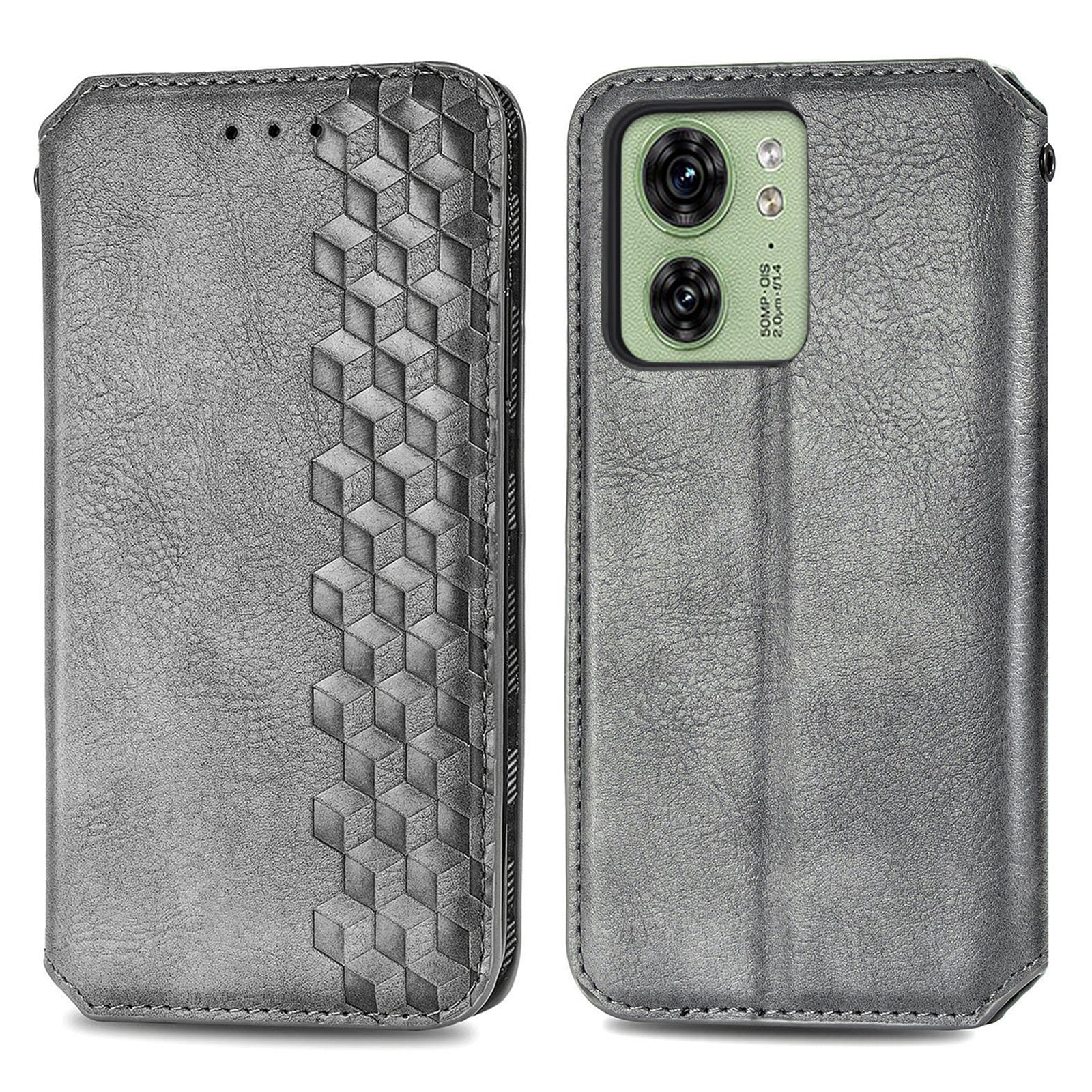 For Motorola Edge 40 5G Wallet Case Anti-Drop Imprinted Rhombus Leather Phone Cover