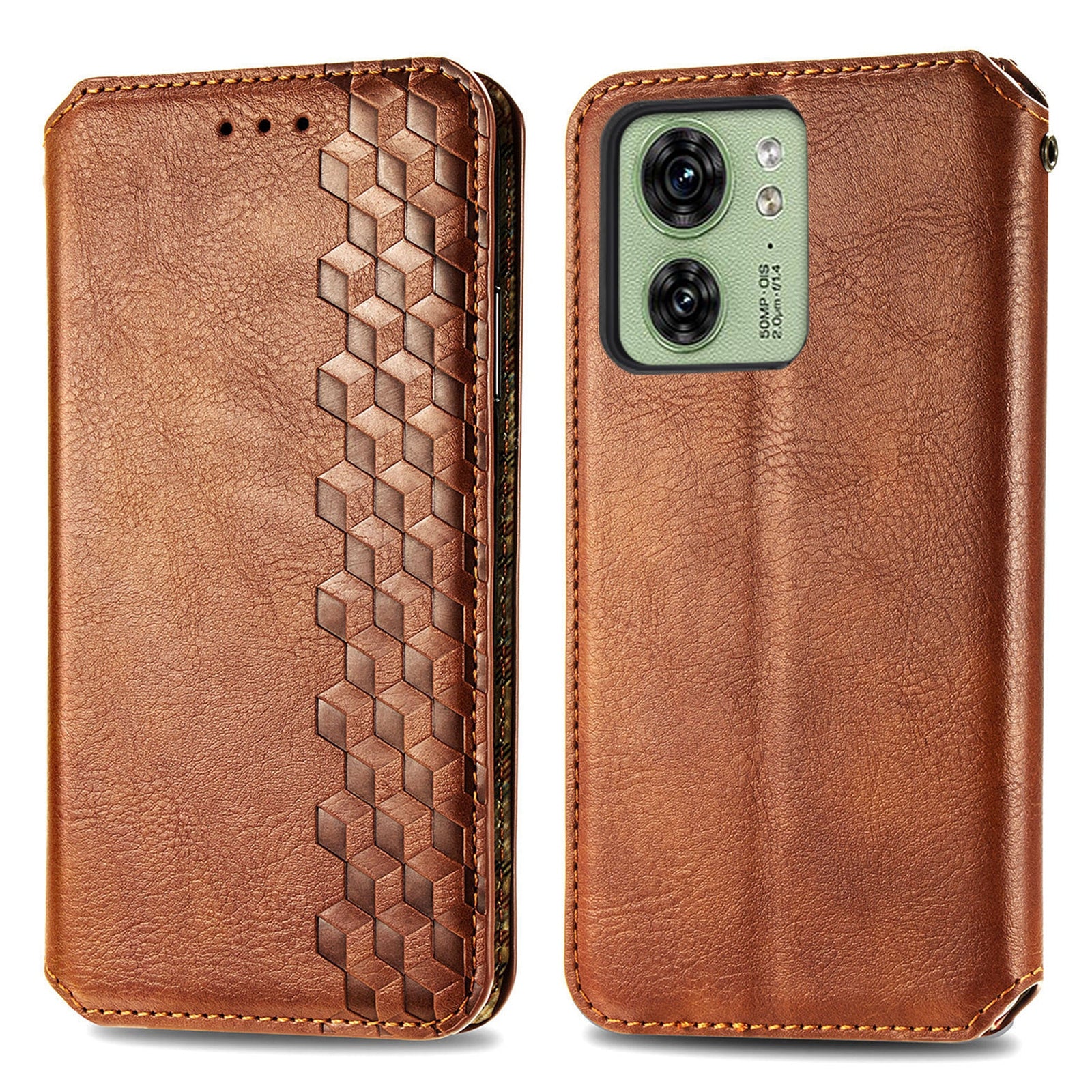 For Motorola Edge 40 5G Wallet Case Anti-Drop Imprinted Rhombus Leather Phone Cover
