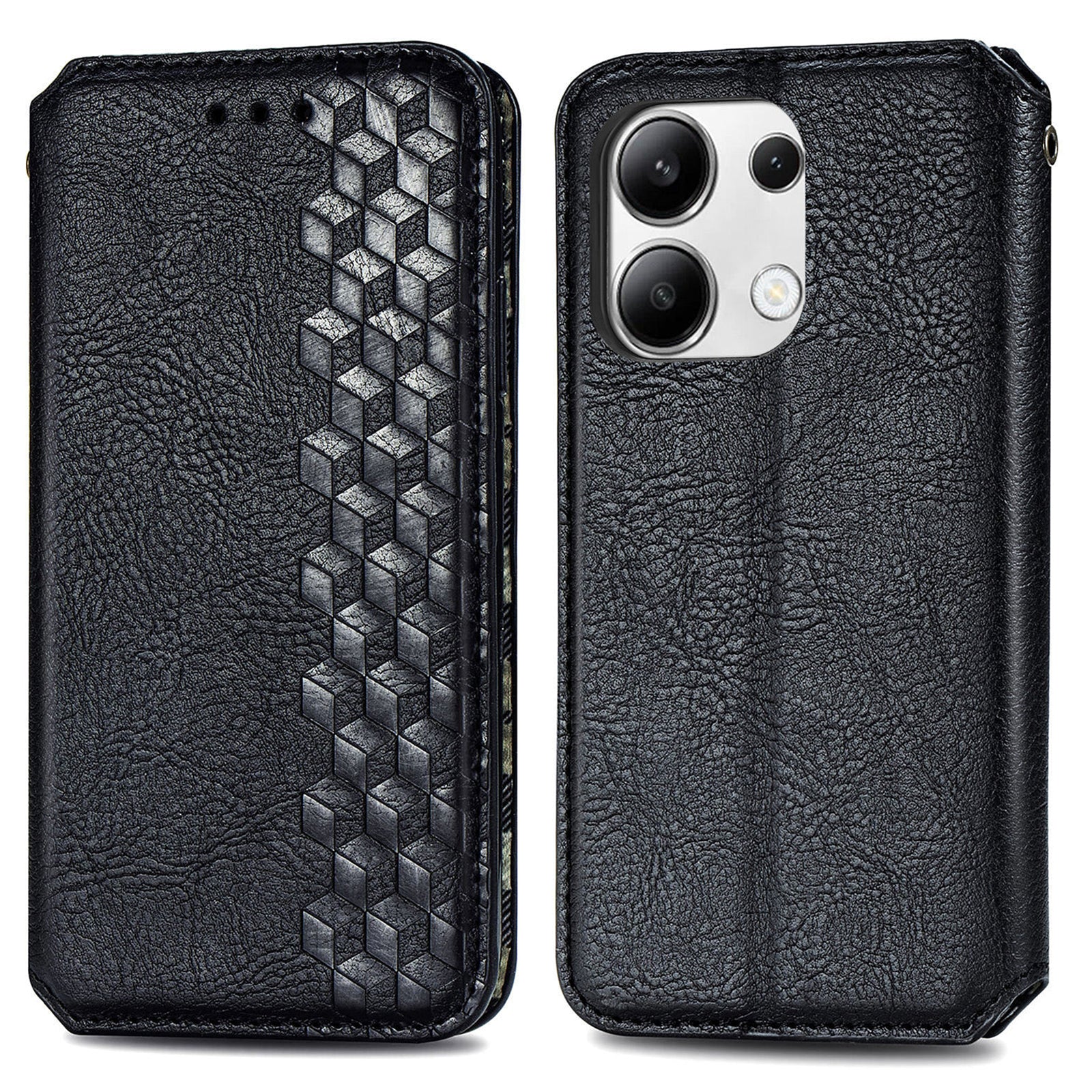 For Xiaomi Redmi Note 13 4G Wallet Cover Imprinted Rhombus Leather Phone Case