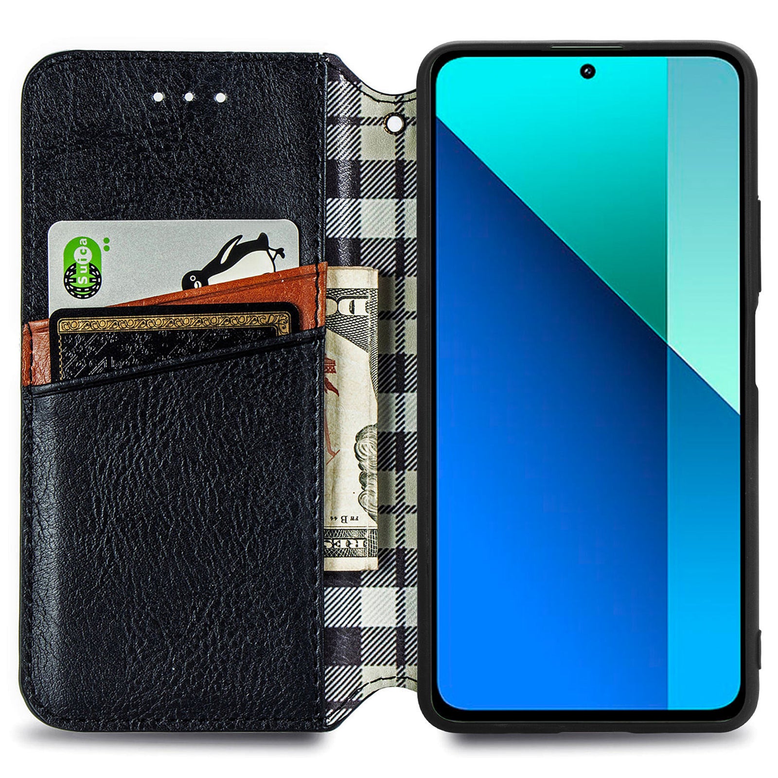 For Xiaomi Redmi Note 13 4G Wallet Cover Imprinted Rhombus Leather Phone Case