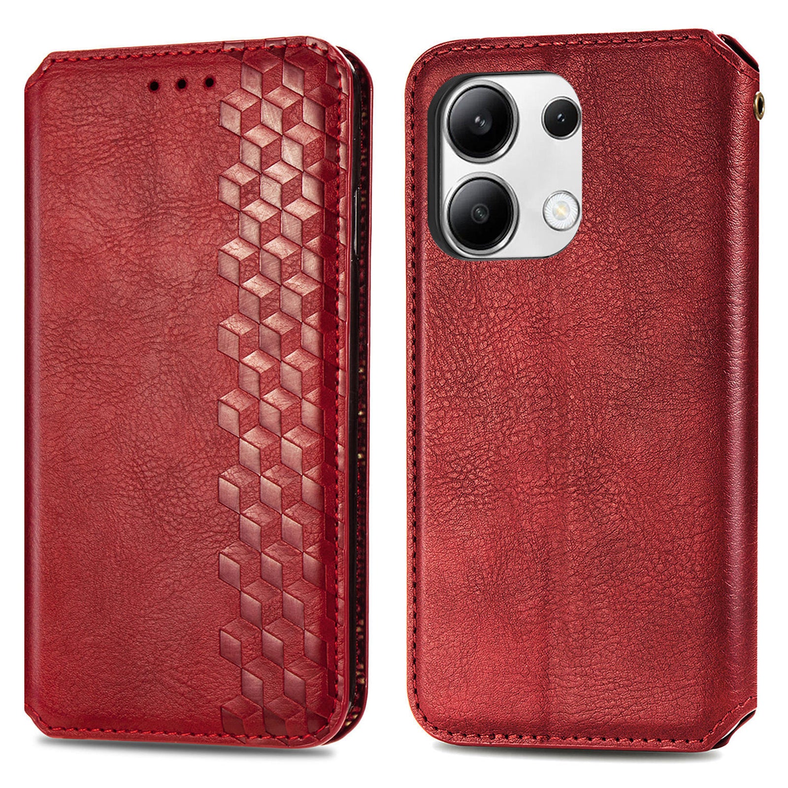 For Xiaomi Redmi Note 13 4G Wallet Cover Imprinted Rhombus Leather Phone Case