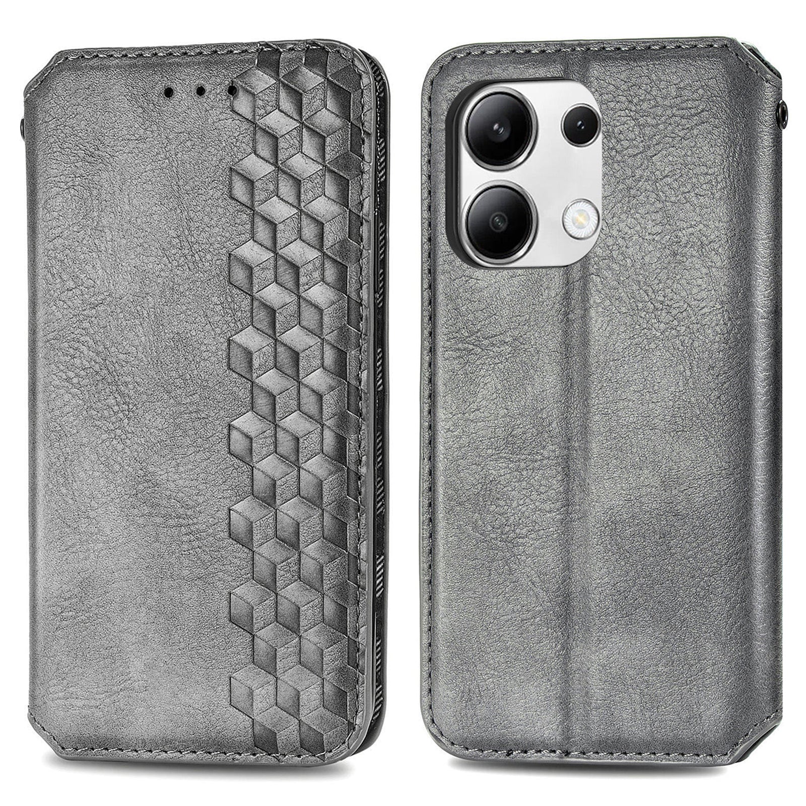For Xiaomi Redmi Note 13 4G Wallet Cover Imprinted Rhombus Leather Phone Case