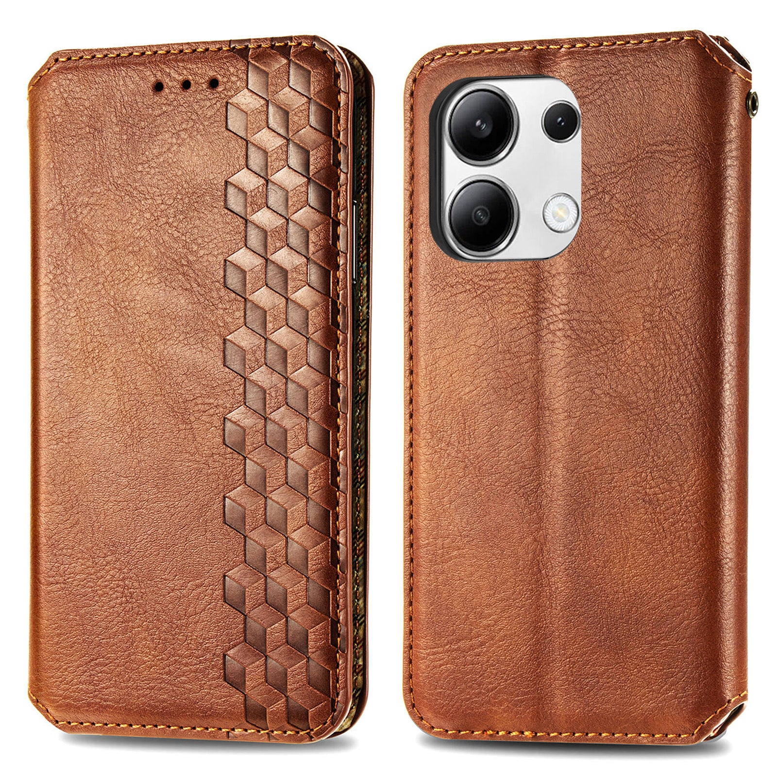 For Xiaomi Redmi Note 13 4G Wallet Cover Imprinted Rhombus Leather Phone Case