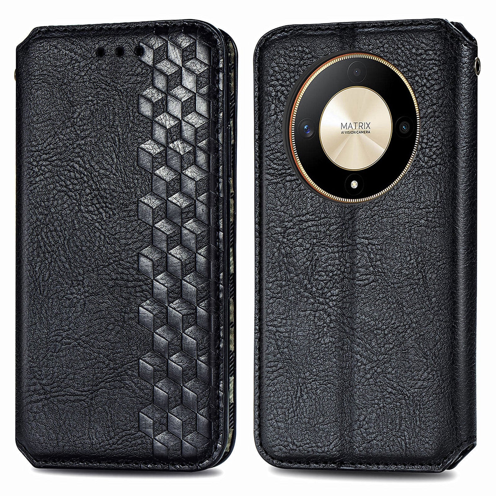 For Honor X9b 5G / Magic6 Lite 5G / X50 5G Case Magnetic PU Leather Rhombus Imprinted Phone Cover