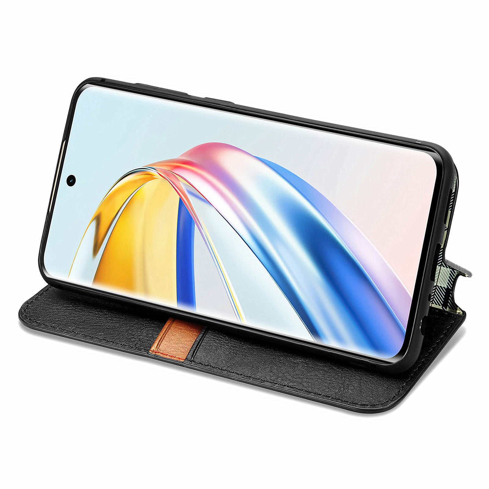 For Honor X9b 5G / Magic6 Lite 5G / X50 5G Case Magnetic PU Leather Rhombus Imprinted Phone Cover