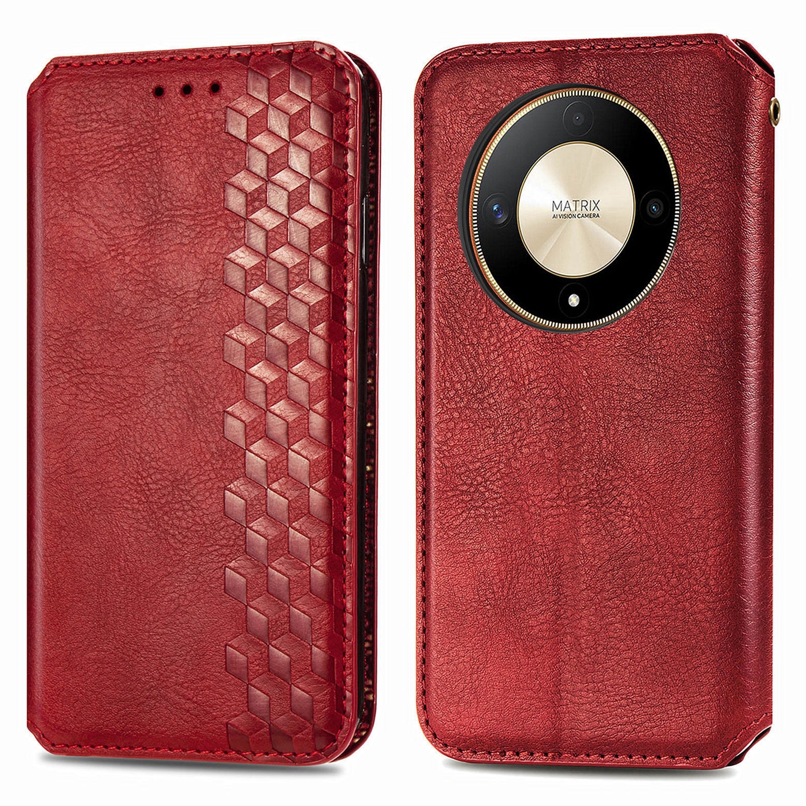For Honor X9b 5G / Magic6 Lite 5G / X50 5G Case Magnetic PU Leather Rhombus Imprinted Phone Cover