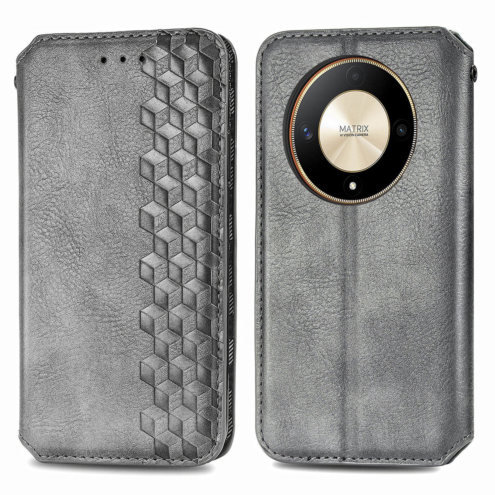 For Honor X9b 5G / Magic6 Lite 5G / X50 5G Case Magnetic PU Leather Rhombus Imprinted Phone Cover