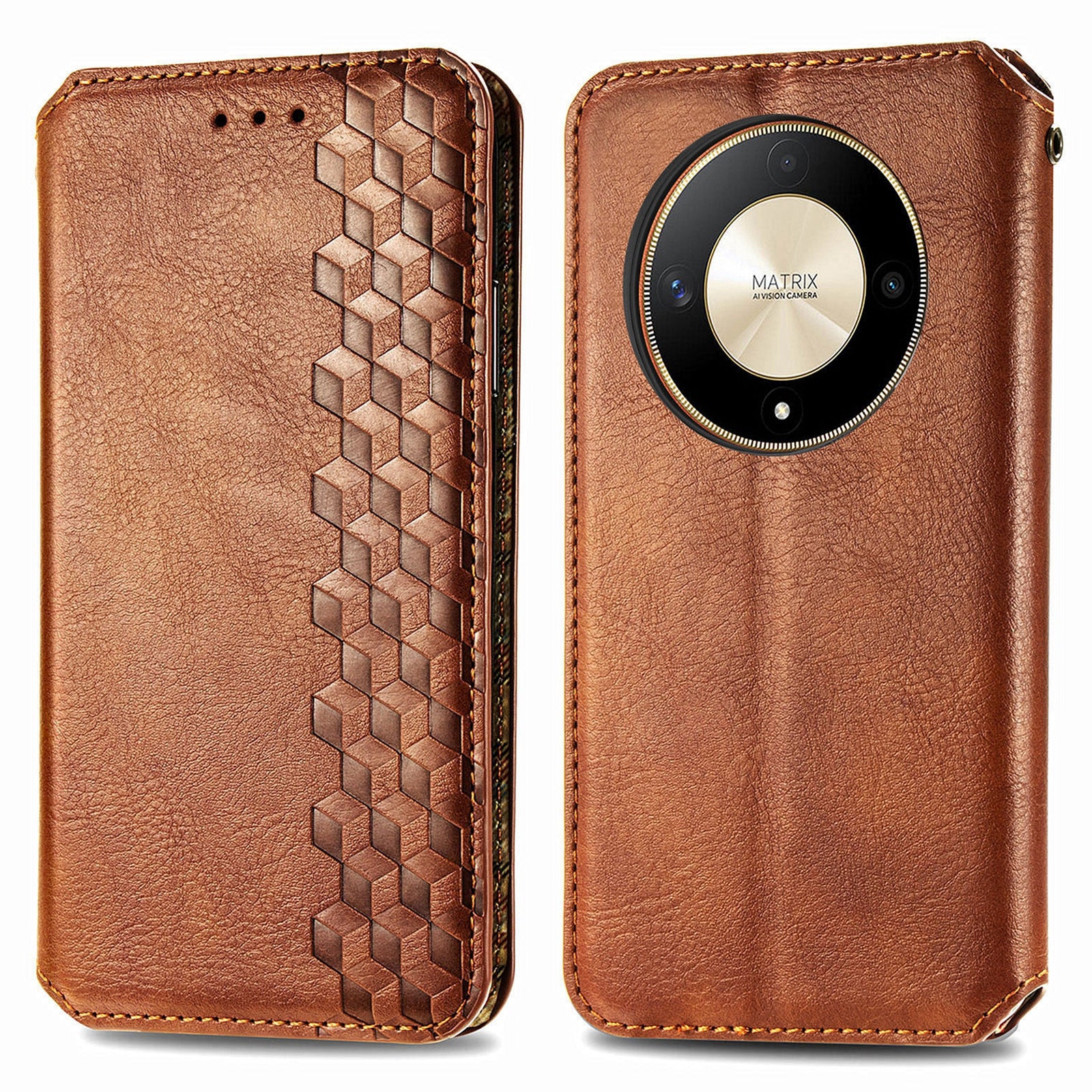 For Honor X9b 5G / Magic6 Lite 5G / X50 5G Case Magnetic PU Leather Rhombus Imprinted Phone Cover