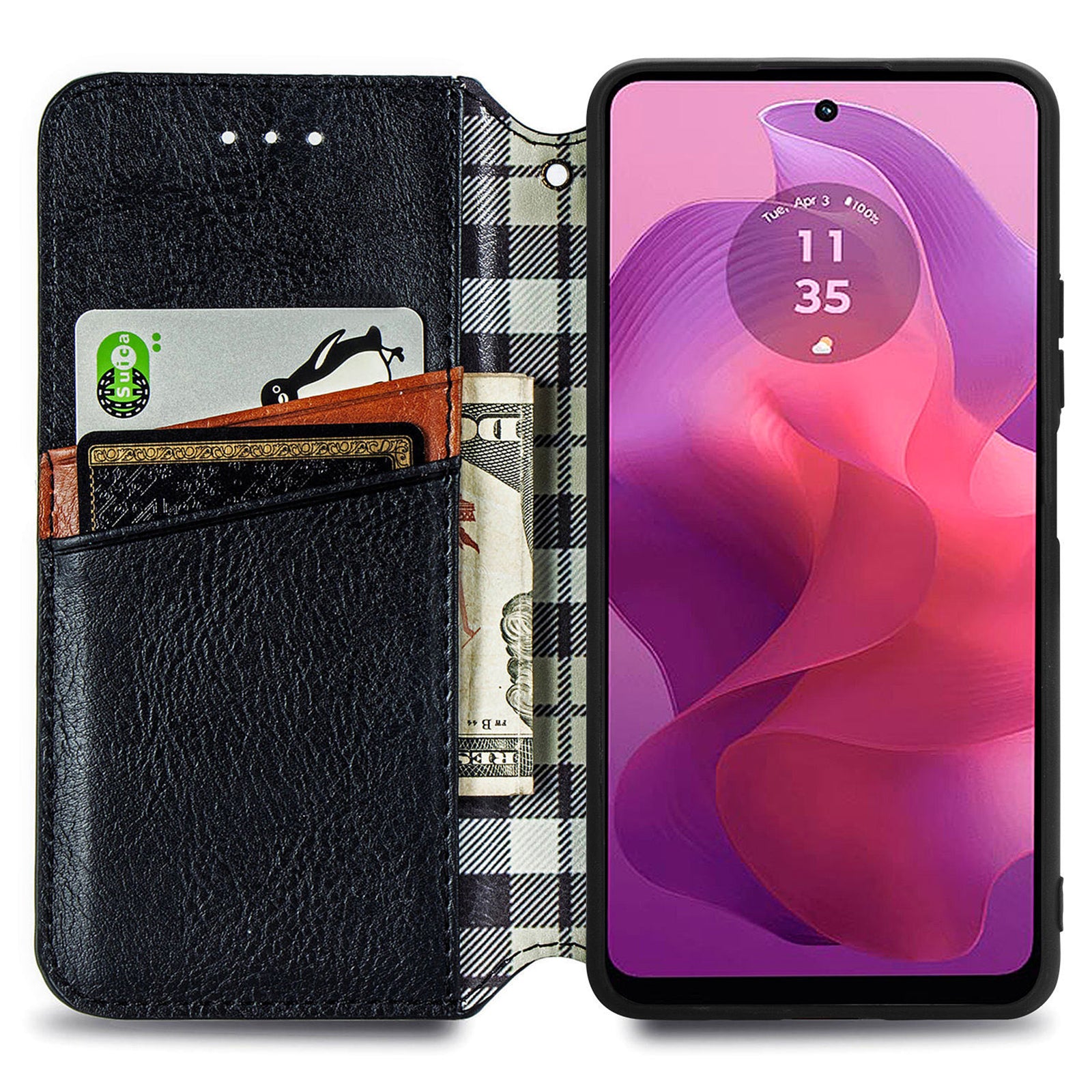 For Motorola Moto G24 4G / G04 4G Phone Case Imprinted Rhombus Leather Wallet Flip Cover