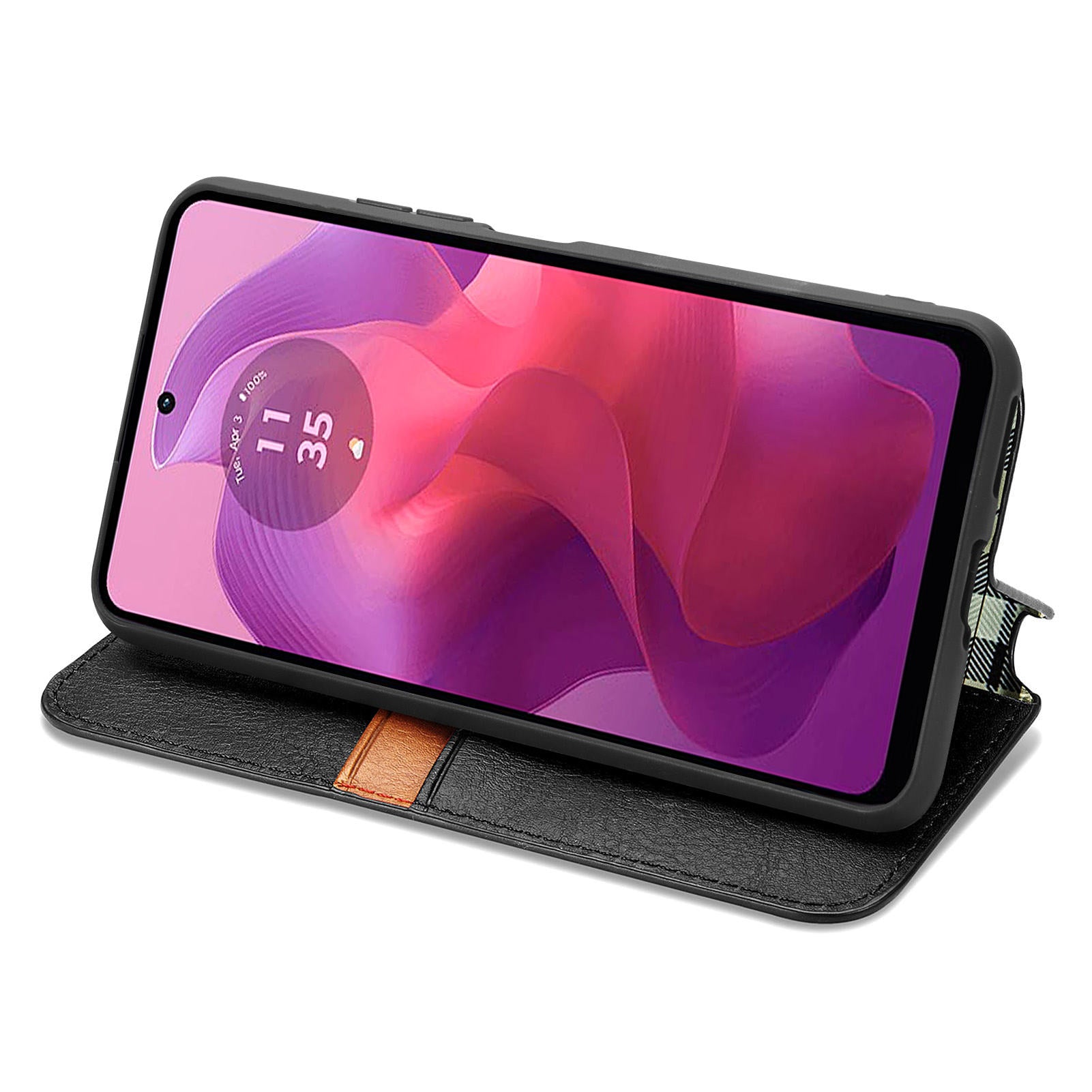 For Motorola Moto G24 4G / G04 4G Phone Case Imprinted Rhombus Leather Wallet Flip Cover