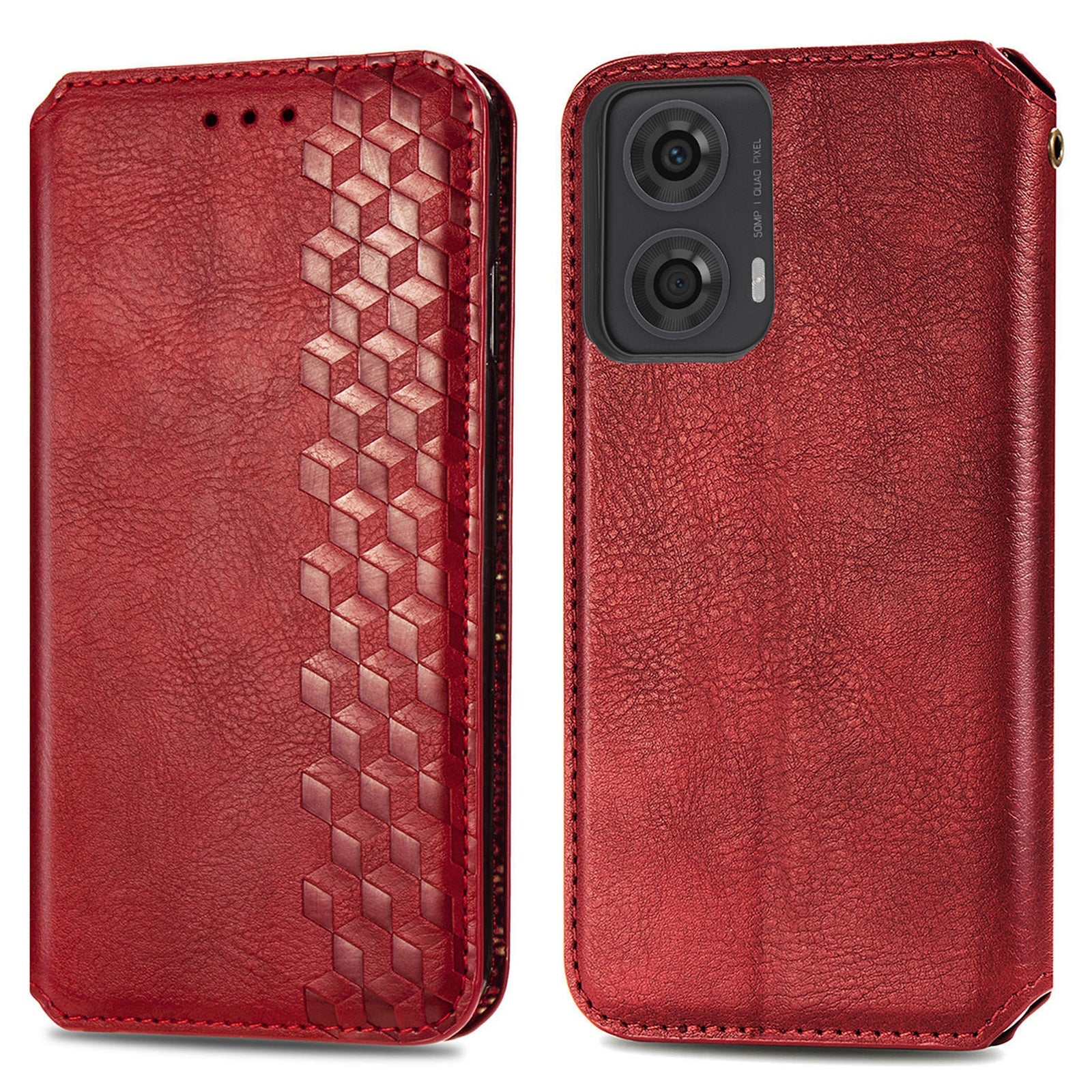 For Motorola Moto G24 4G / G04 4G Phone Case Imprinted Rhombus Leather Wallet Flip Cover