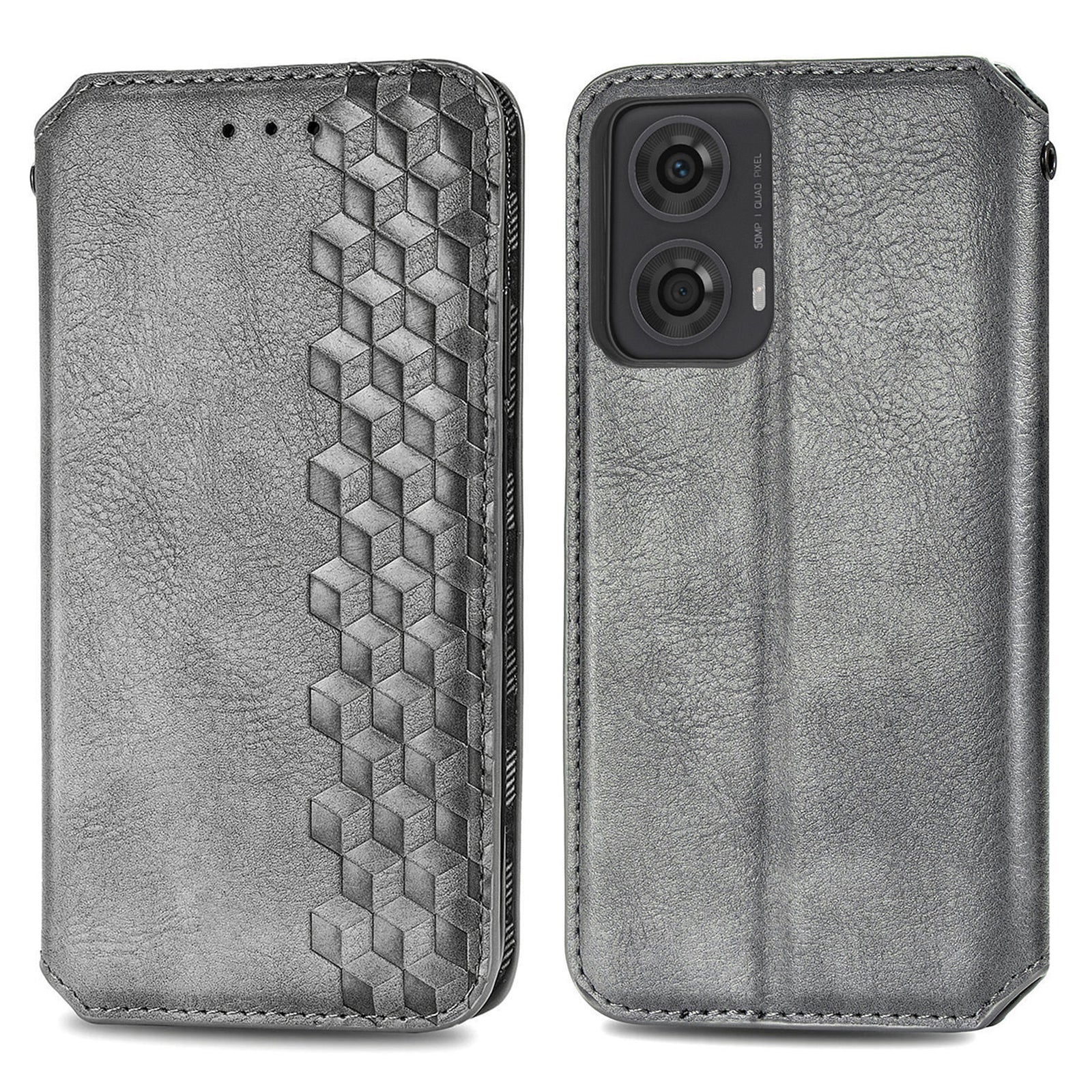 For Motorola Moto G24 4G / G04 4G Phone Case Imprinted Rhombus Leather Wallet Flip Cover