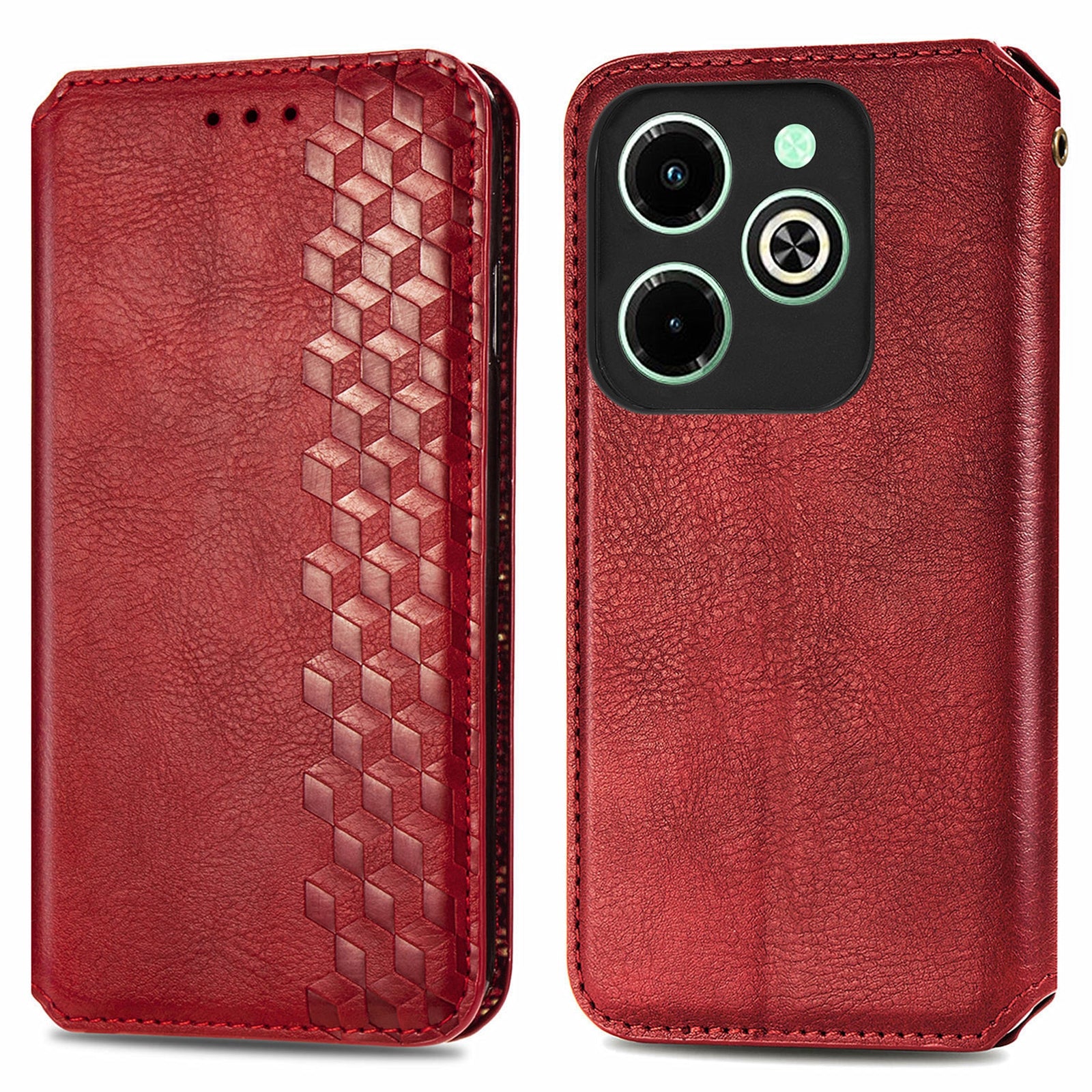 For Transsion Infinix Hot 40i Cell Phone Case Imprinted Rhombus Fit PU Leather Cover