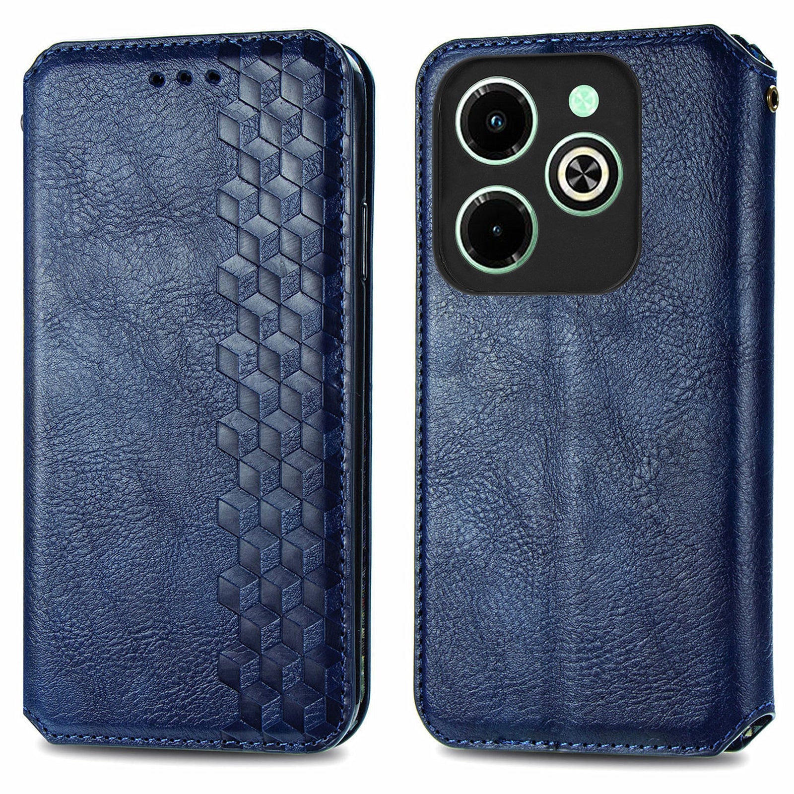 For Transsion Infinix Hot 40i Cell Phone Case Imprinted Rhombus Fit PU Leather Cover