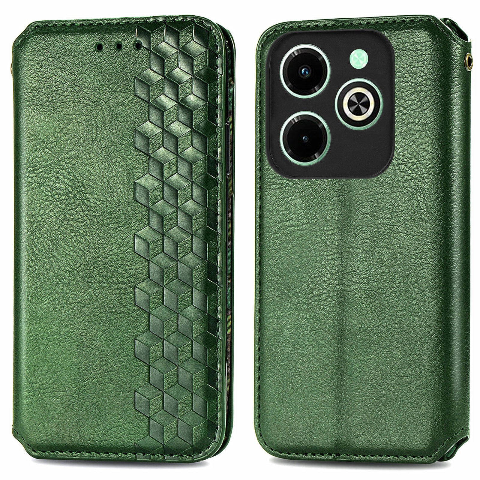 For Transsion Infinix Hot 40i Cell Phone Case Imprinted Rhombus Fit PU Leather Cover