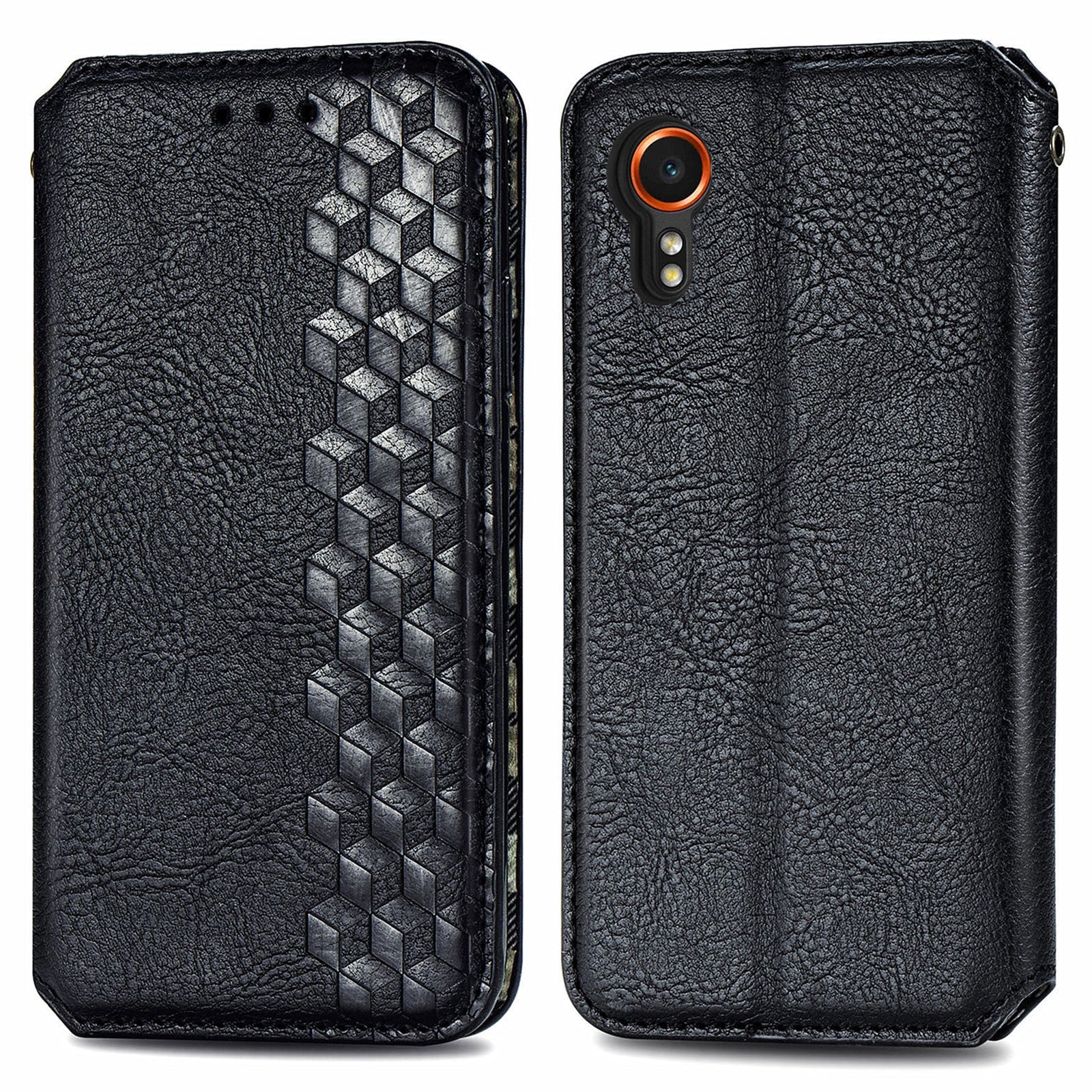 For Samsung Galaxy Xcover7 Cell Phone Case Imprinted Rhombus Leather Wallet Flip Cover