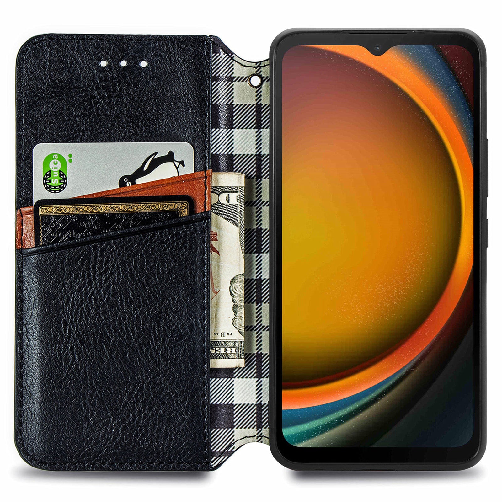For Samsung Galaxy Xcover7 Cell Phone Case Imprinted Rhombus Leather Wallet Flip Cover