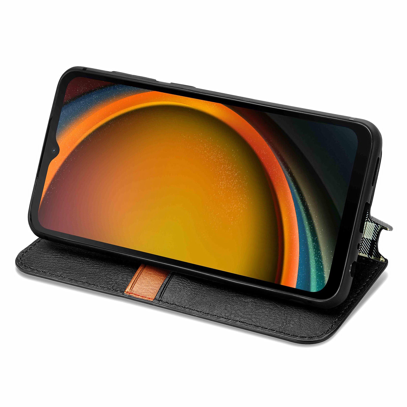 For Samsung Galaxy Xcover7 Cell Phone Case Imprinted Rhombus Leather Wallet Flip Cover