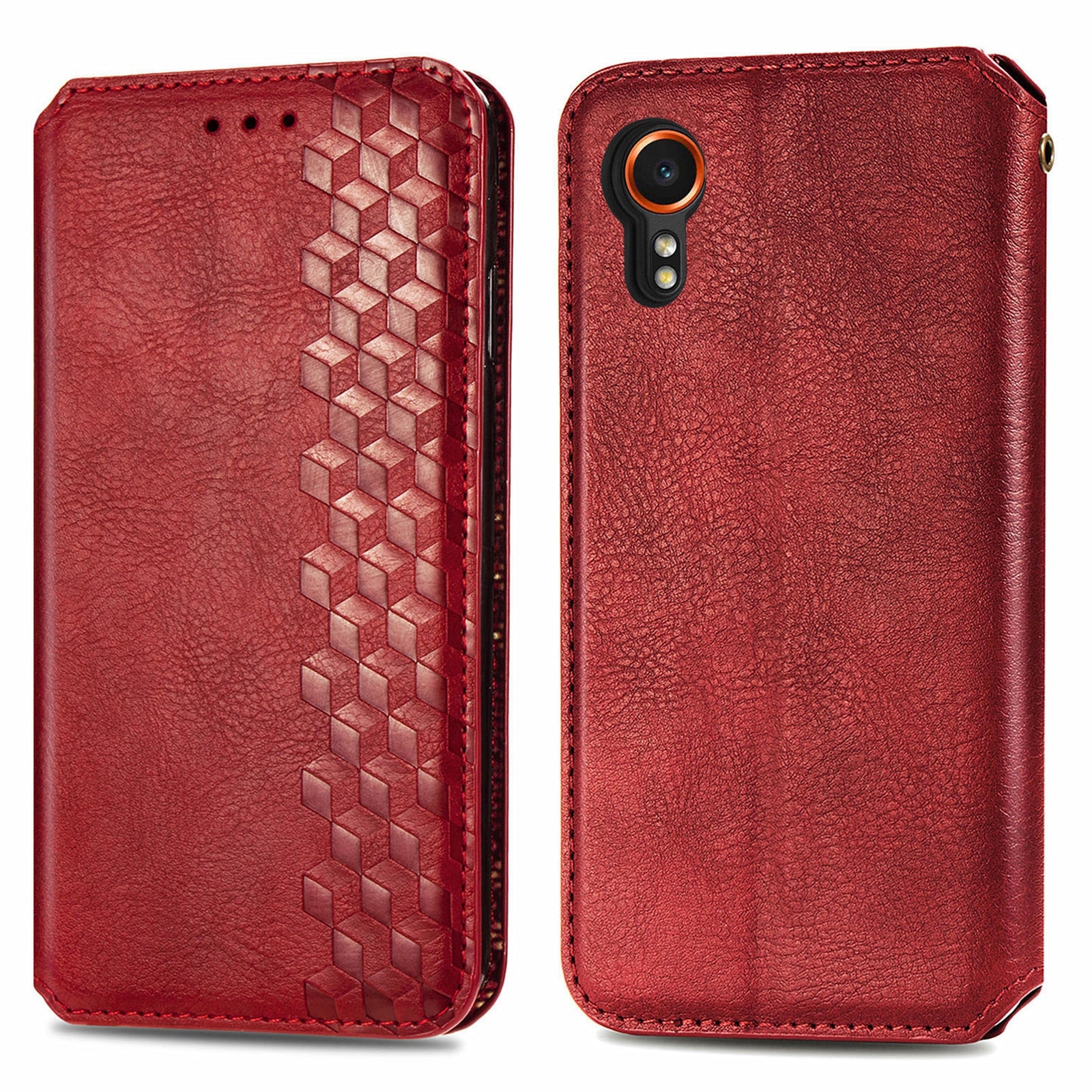 For Samsung Galaxy Xcover7 Cell Phone Case Imprinted Rhombus Leather Wallet Flip Cover