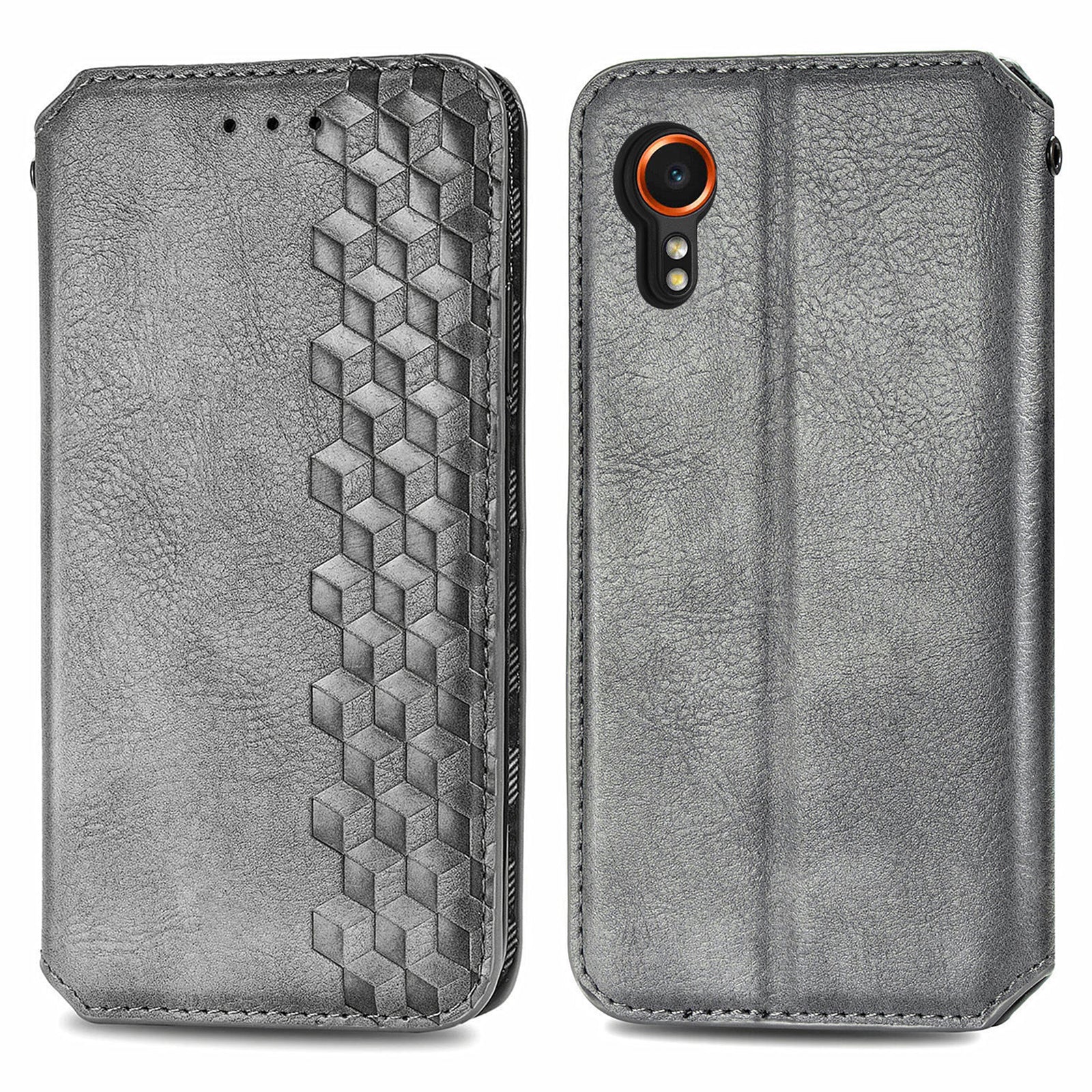 For Samsung Galaxy Xcover7 Cell Phone Case Imprinted Rhombus Leather Wallet Flip Cover