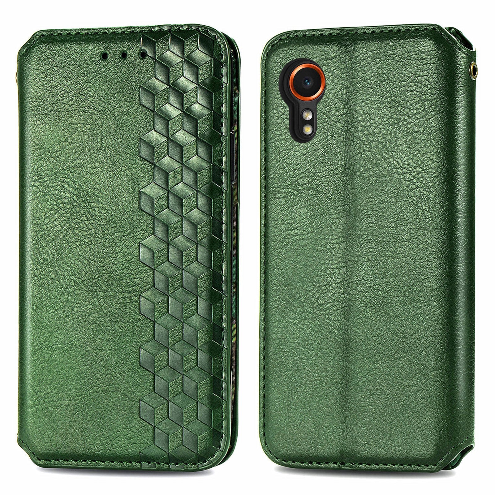 For Samsung Galaxy Xcover7 Cell Phone Case Imprinted Rhombus Leather Wallet Flip Cover