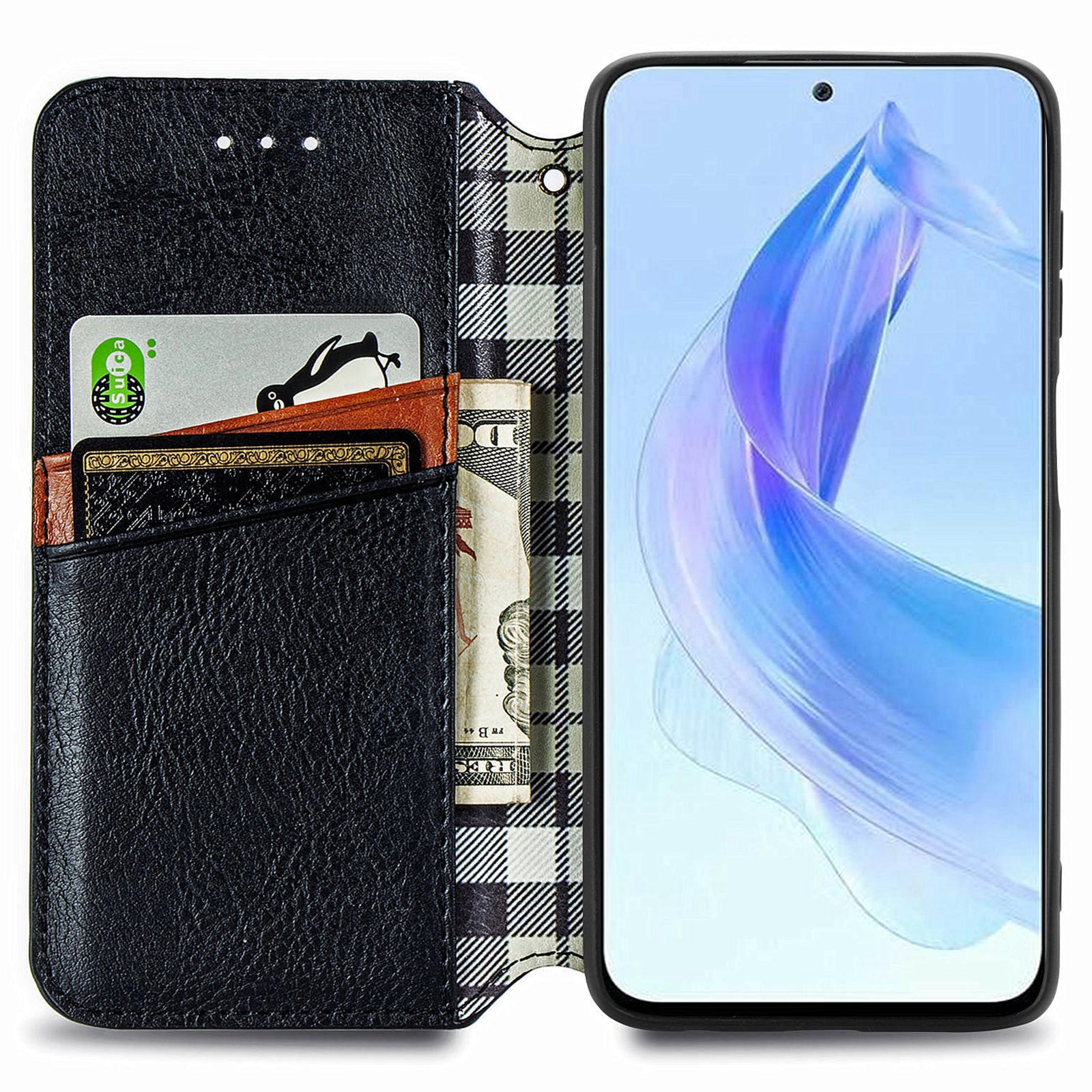 For Honor X50i 5G / 90 Lite 5G Cell Phone Case Imprinted Rhombus Pattern Folding Stand Cover