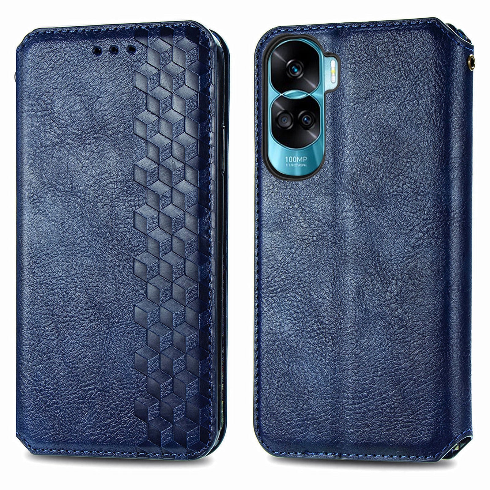 For Honor X50i 5G / 90 Lite 5G Cell Phone Case Imprinted Rhombus Pattern Folding Stand Cover