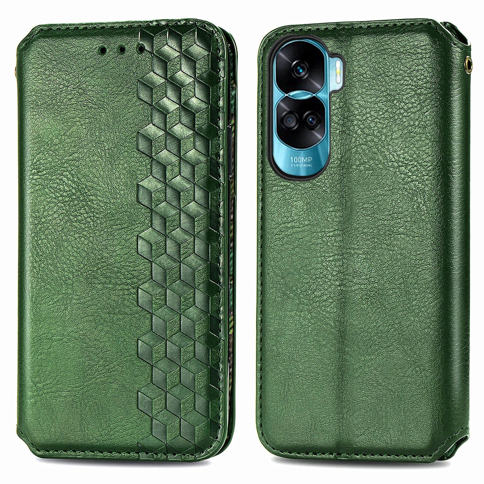 For Honor X50i 5G / 90 Lite 5G Cell Phone Case Imprinted Rhombus Pattern Folding Stand Cover
