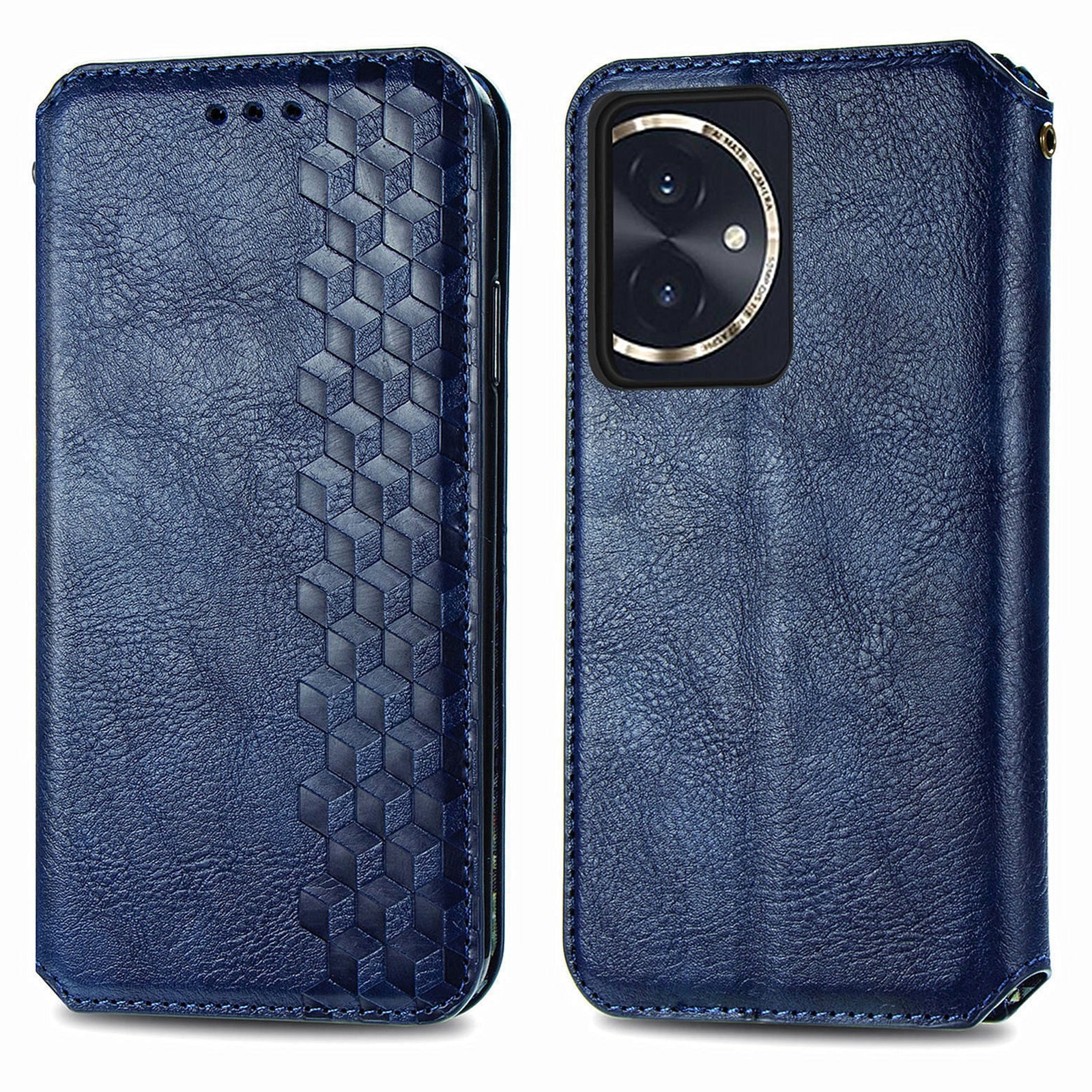 For Honor 100 5G Imprinted Rhombus Phone Case Slim-Fit PU Leather Wallet Flip Cover
